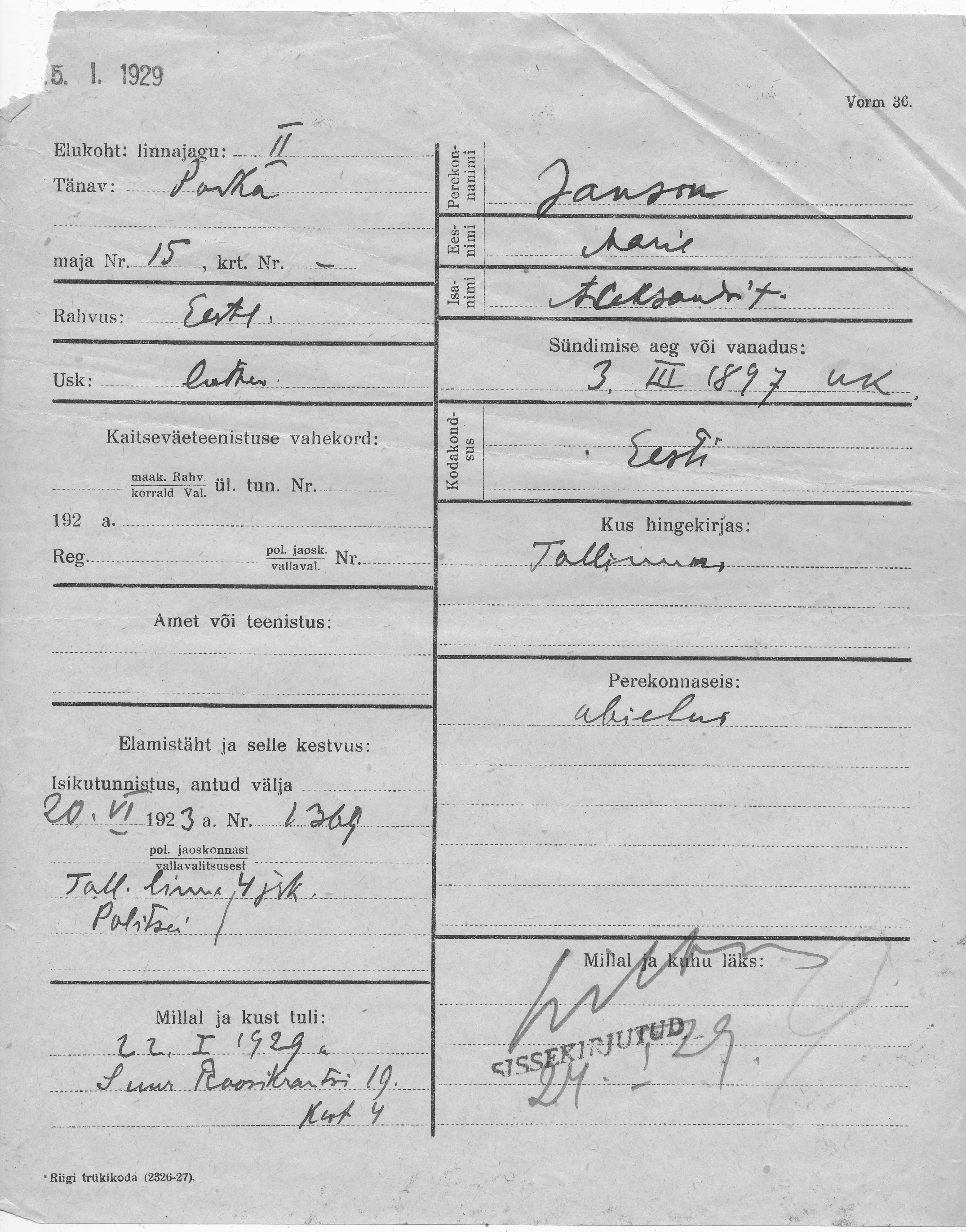 Janson, Marie, Aleksander