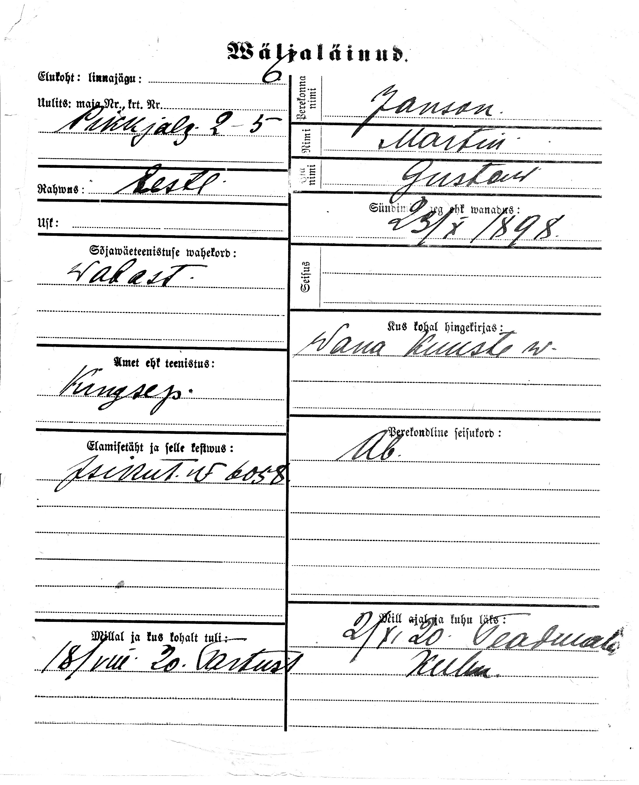 Janson, Martin, Gustaw