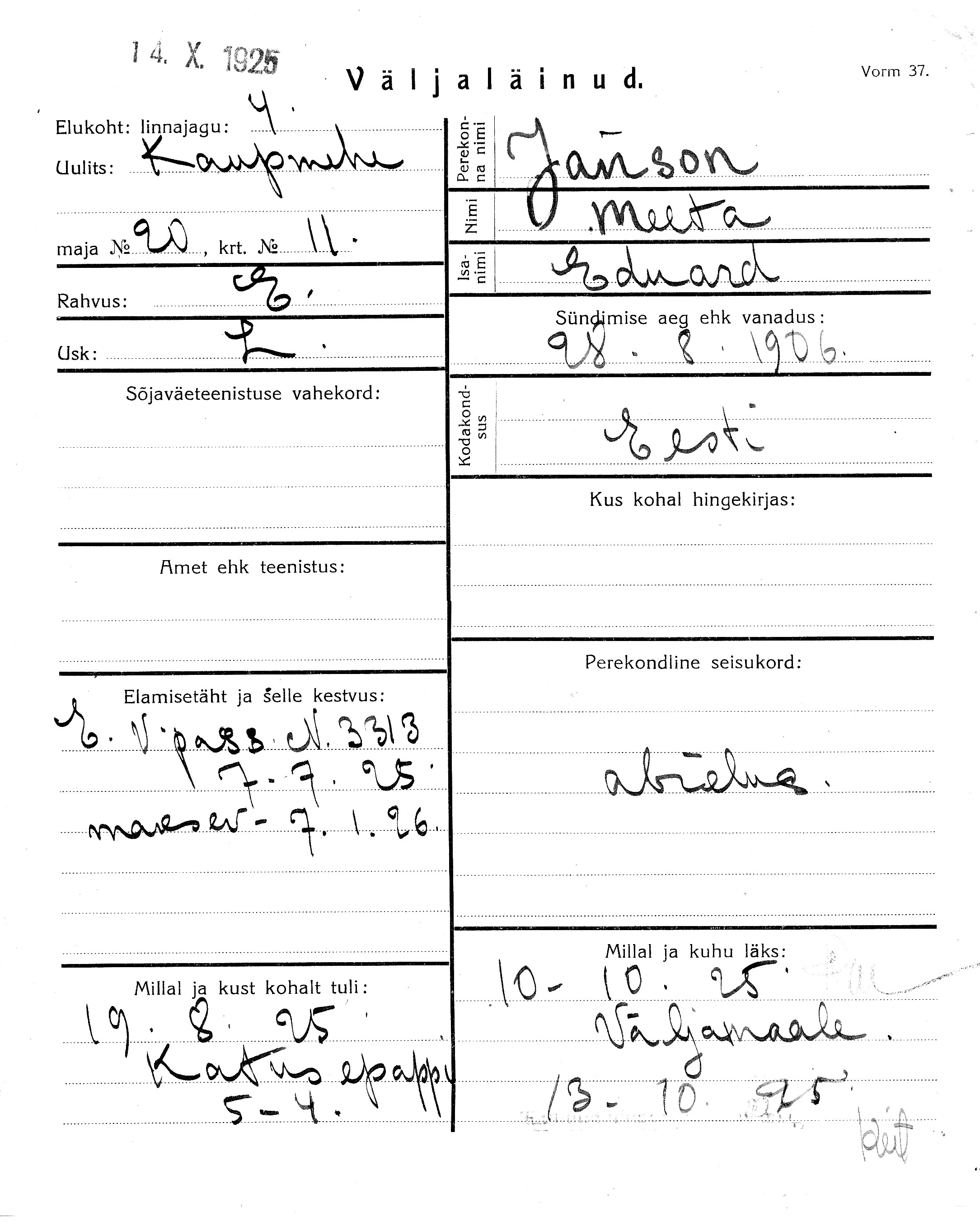 Janson, Meeta, Eduard