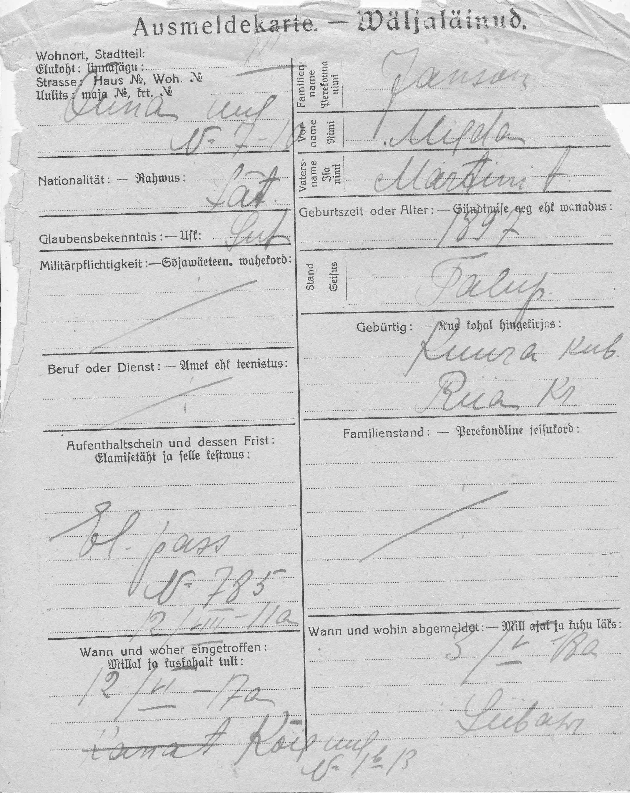 Janson, Milda, Martin