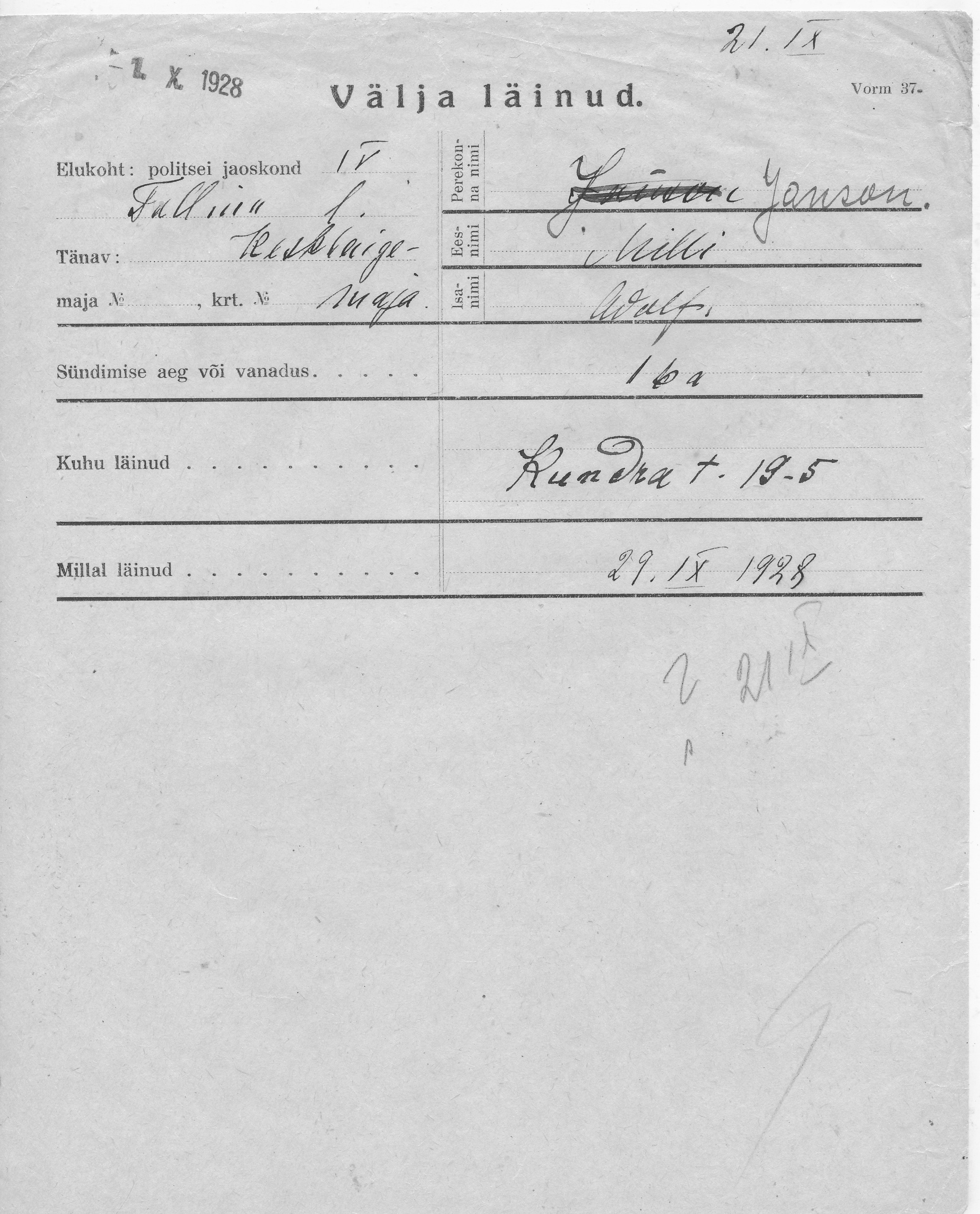 Janson, Milli, Adolf