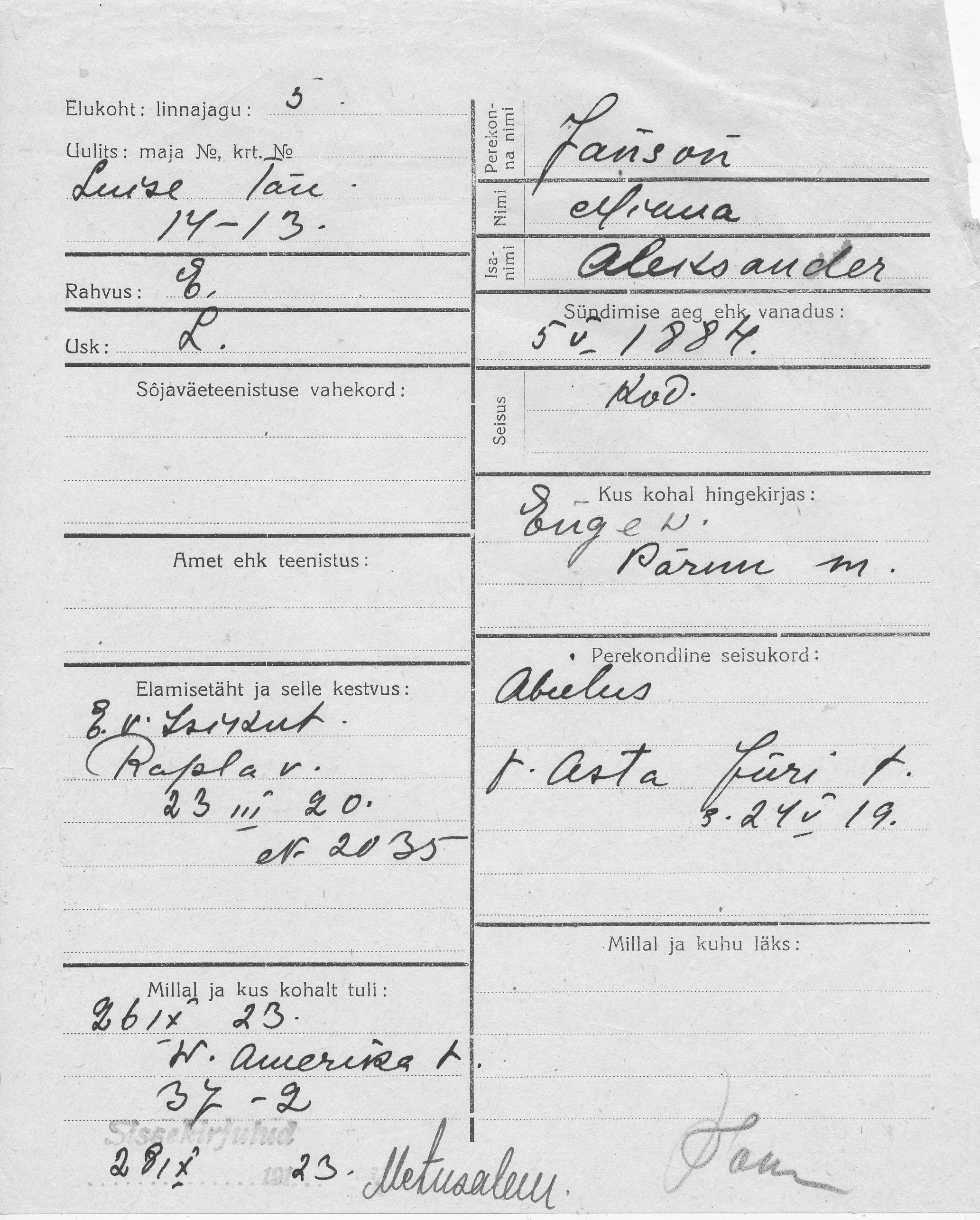 Janson, Minna, Aleksander