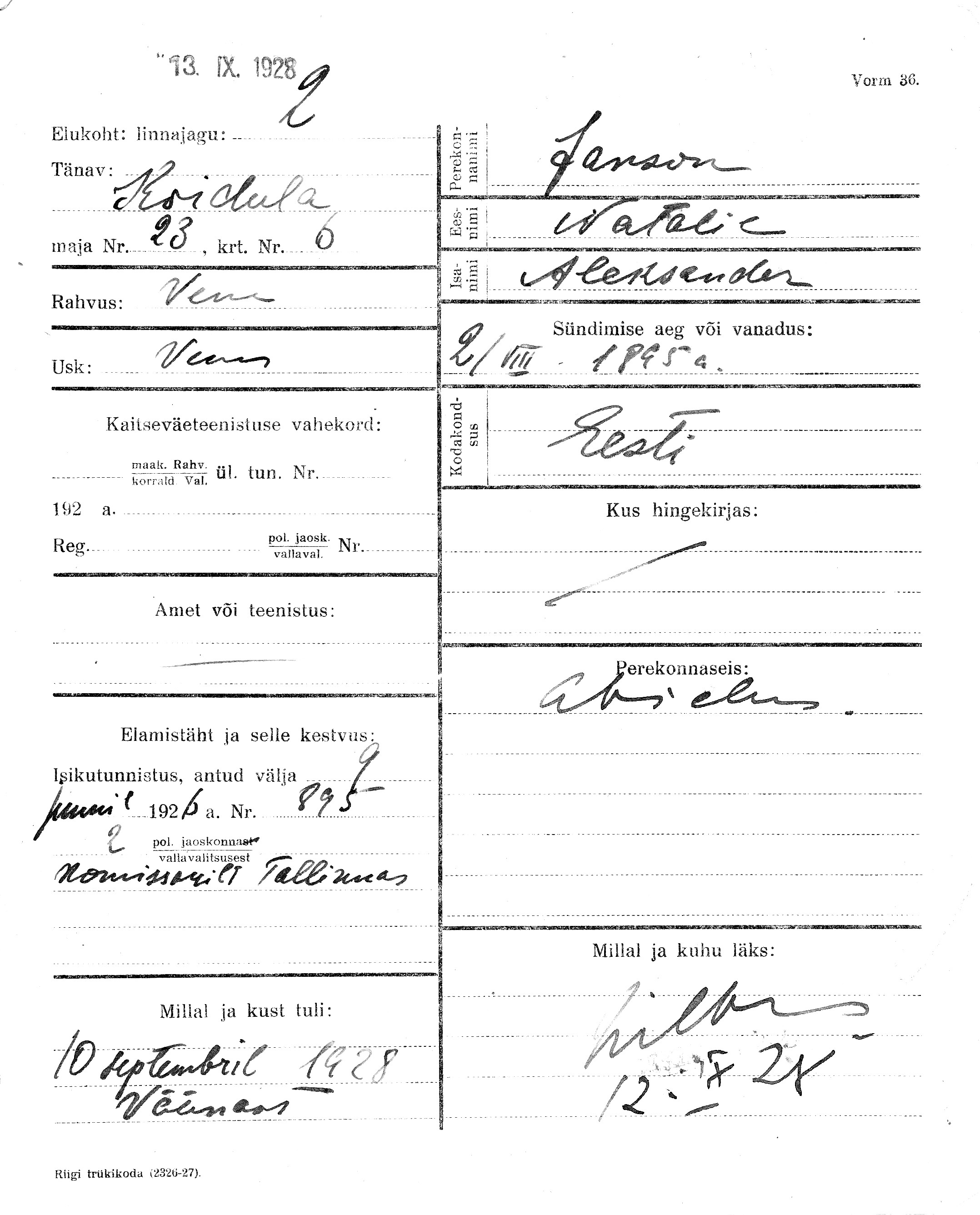 Janson, Natalie, Aleksander