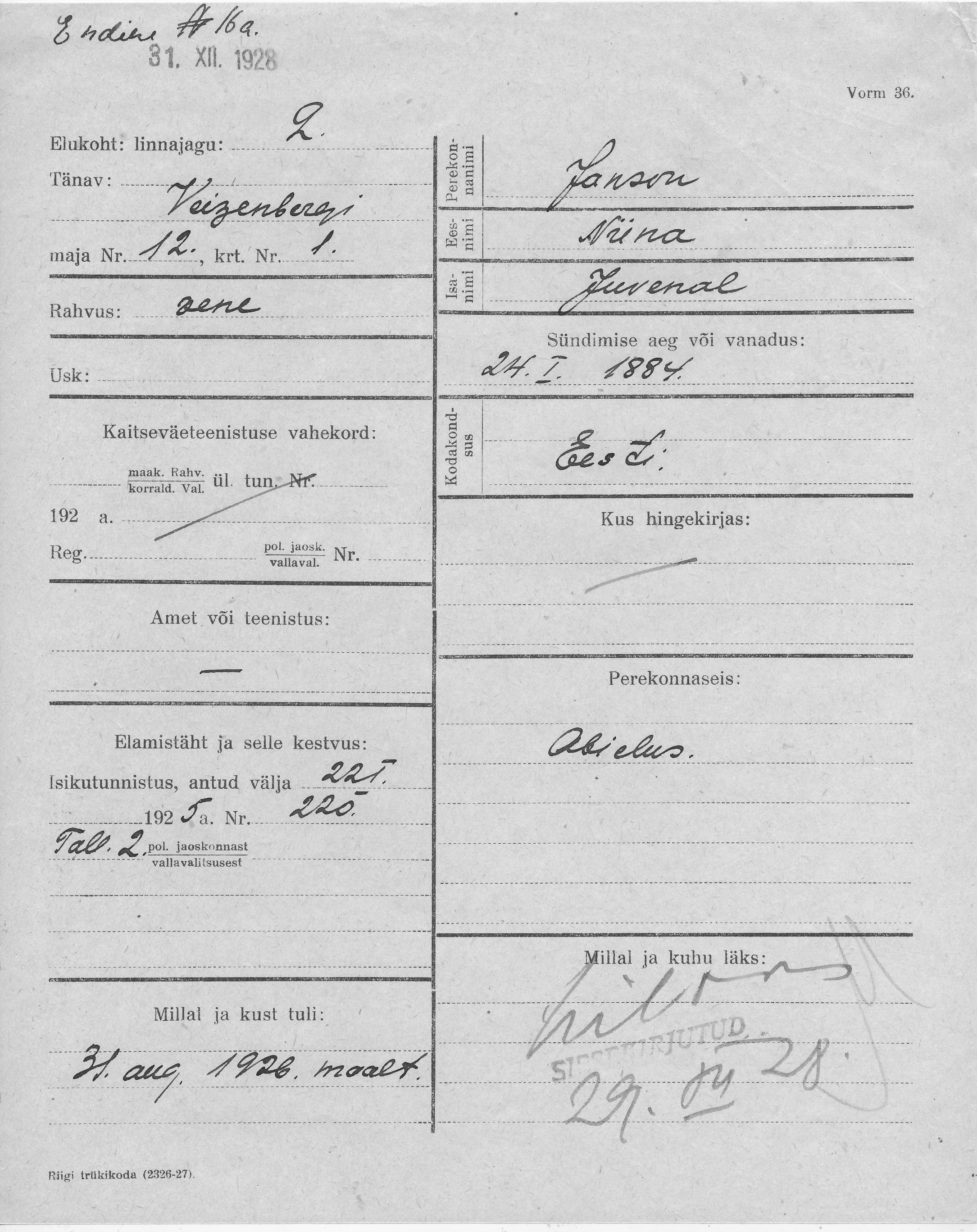 Janson, Niina, Juvenal