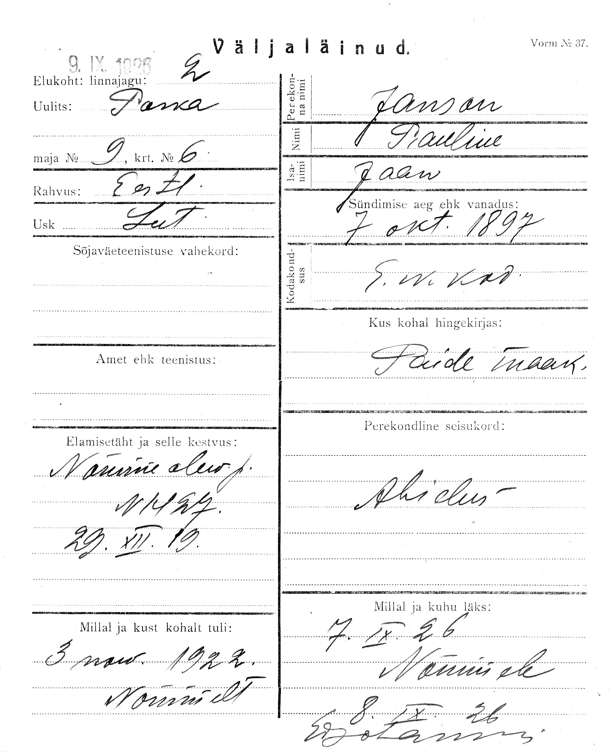 Janson, Pauline, Jaan