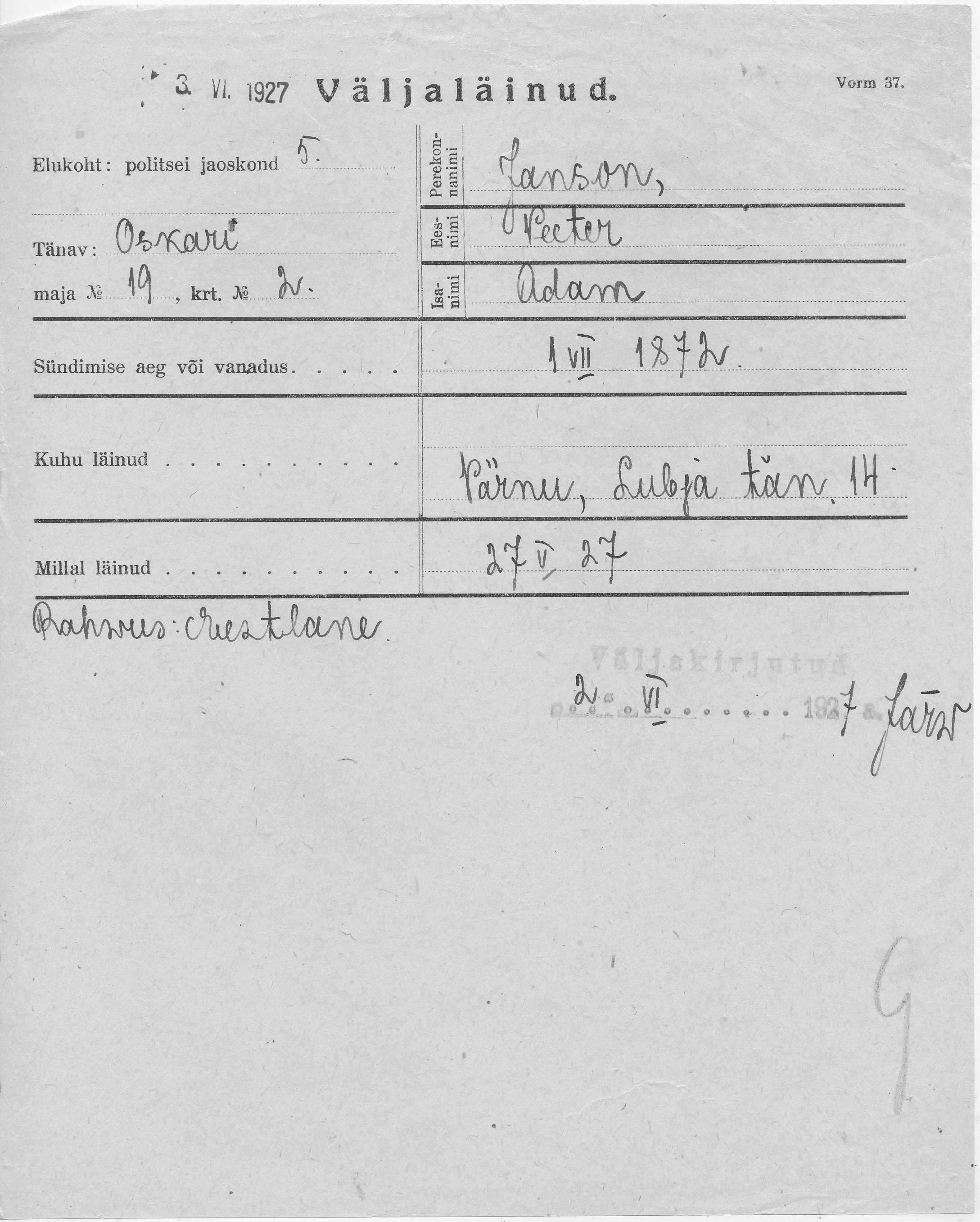 Janson, Peeter, Adam