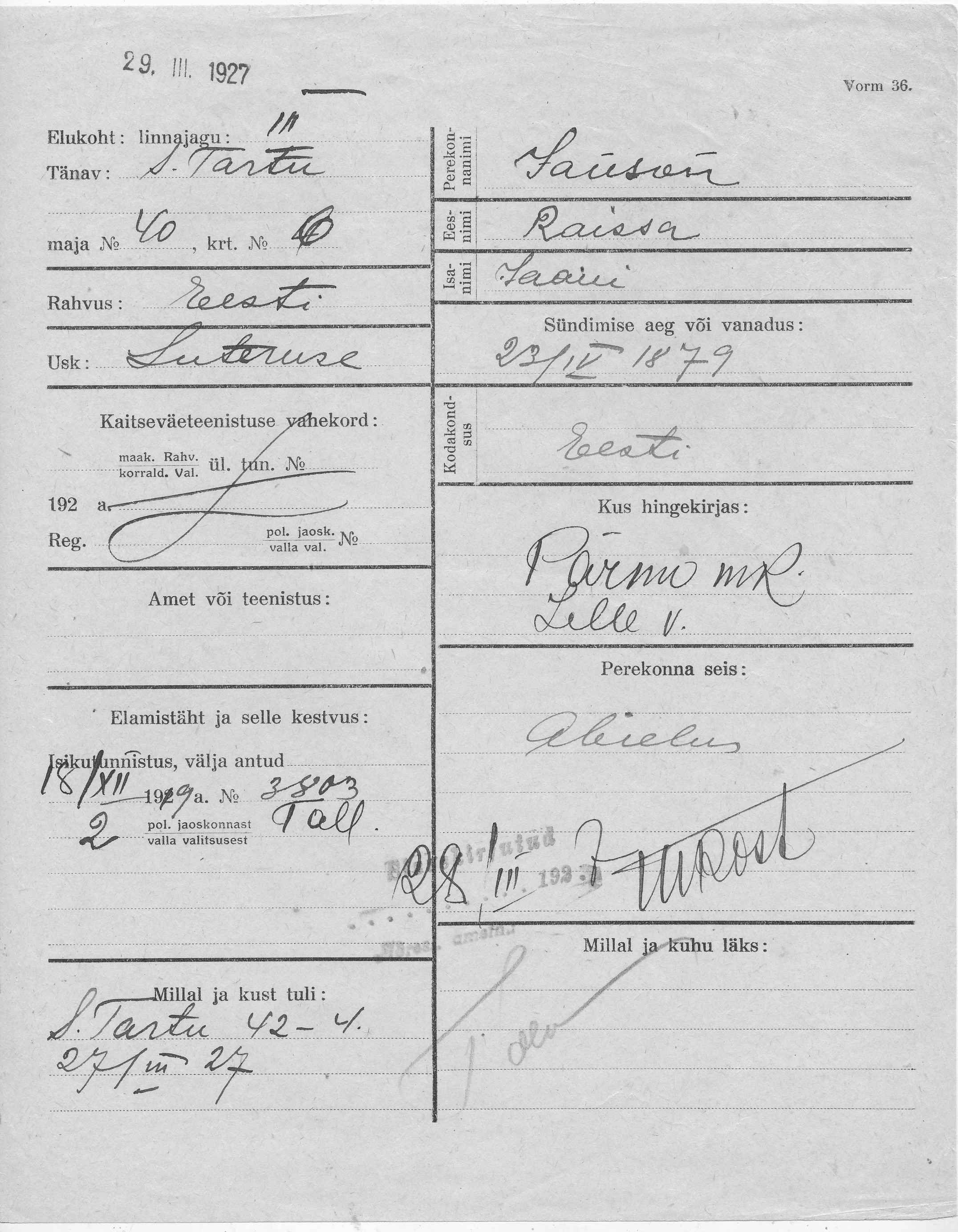 Janson, Raissa, Jaan