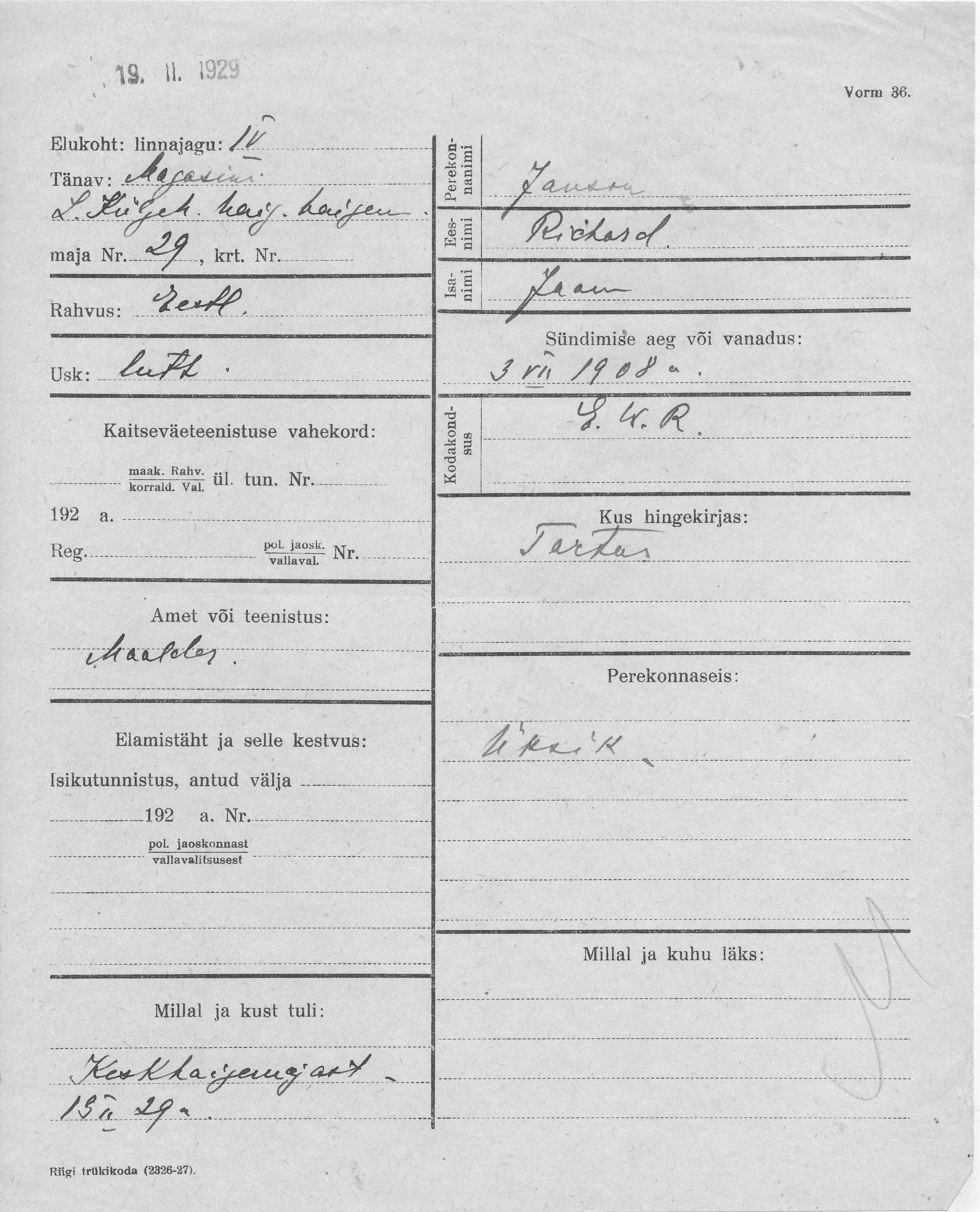 Janson, Richard, Jaan