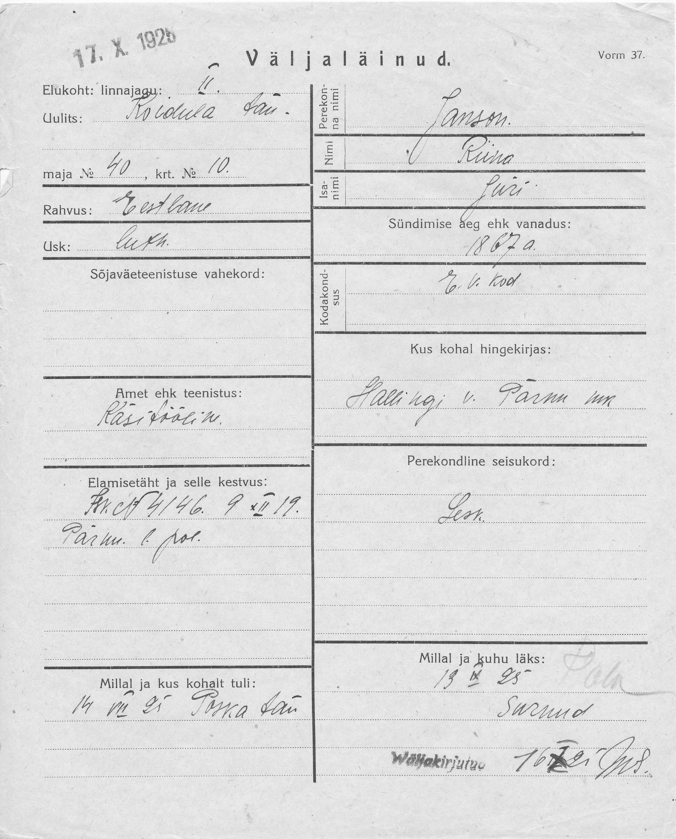 Janson, Riina, Jüri