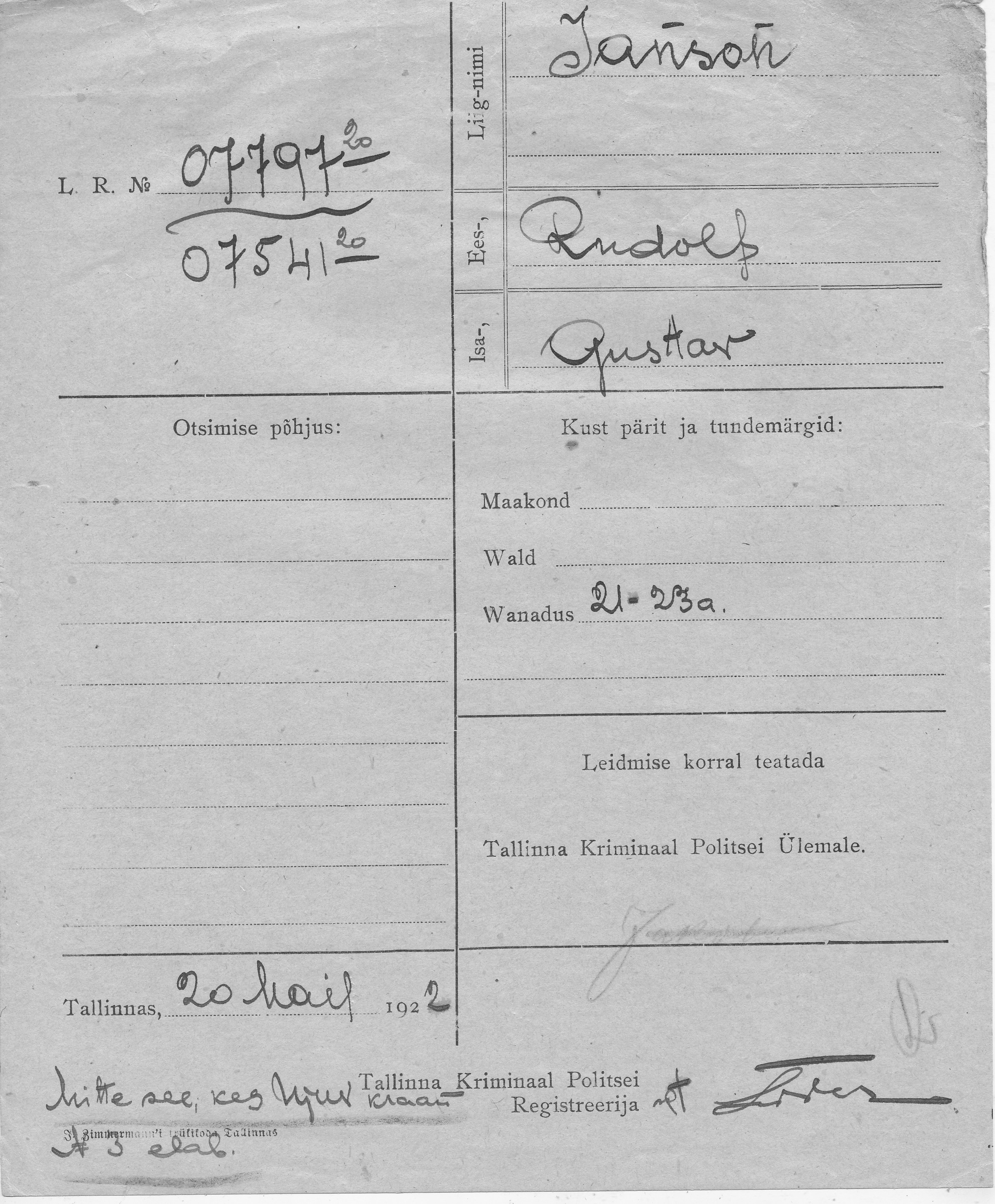 Janson, Rudolf, Gustaw