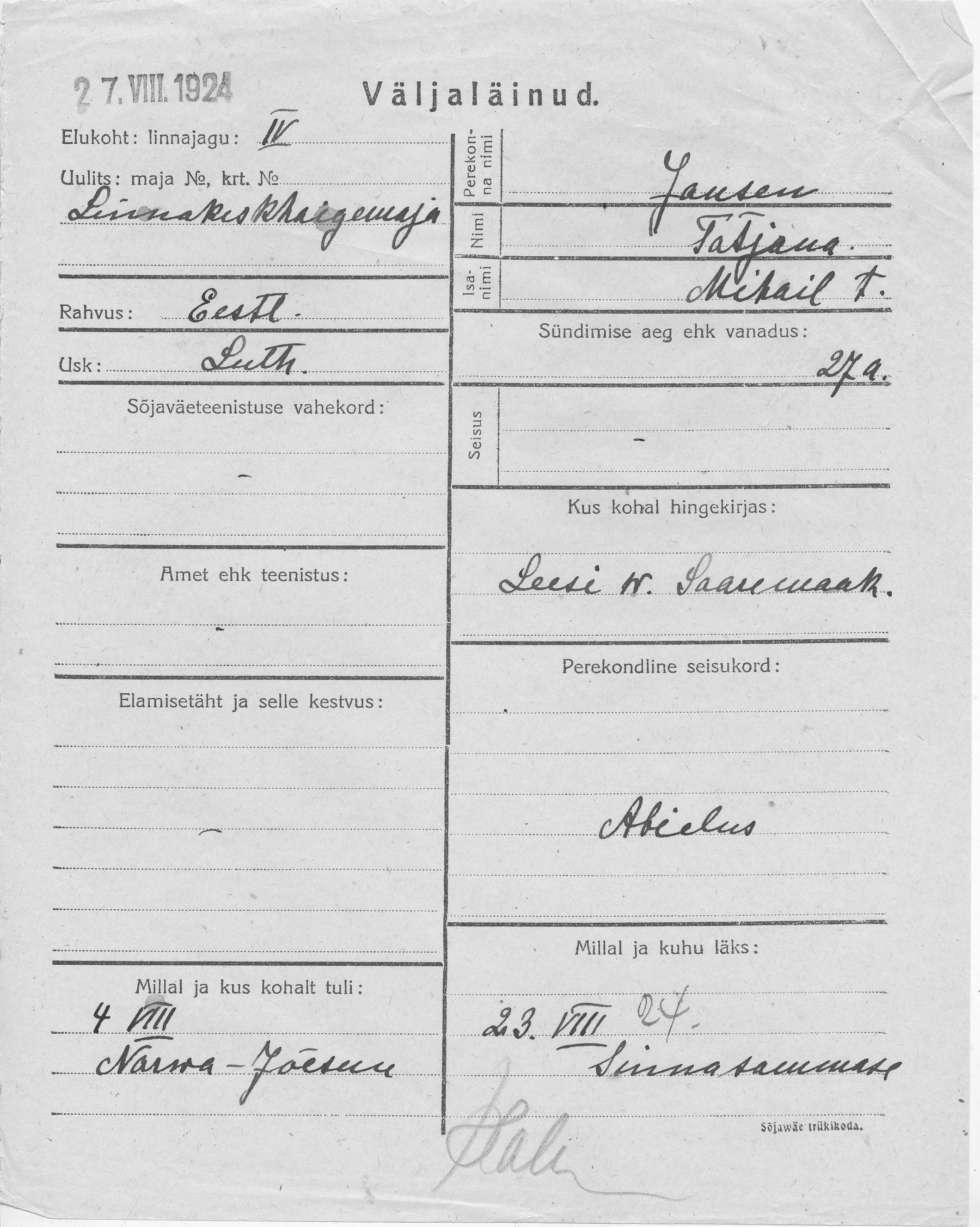 Janson, Tatjana, Mihail