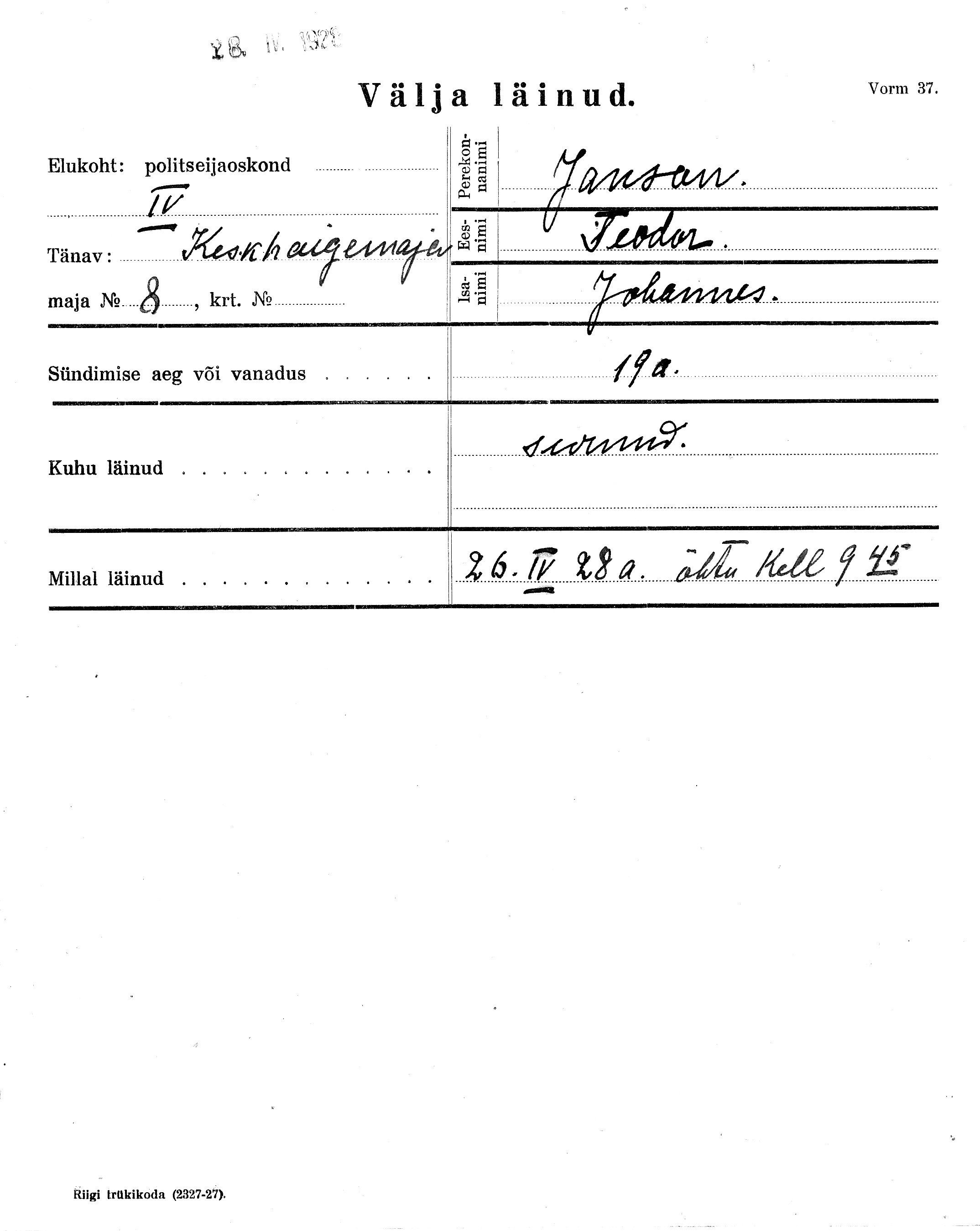 Janson, Teodor, Johannes