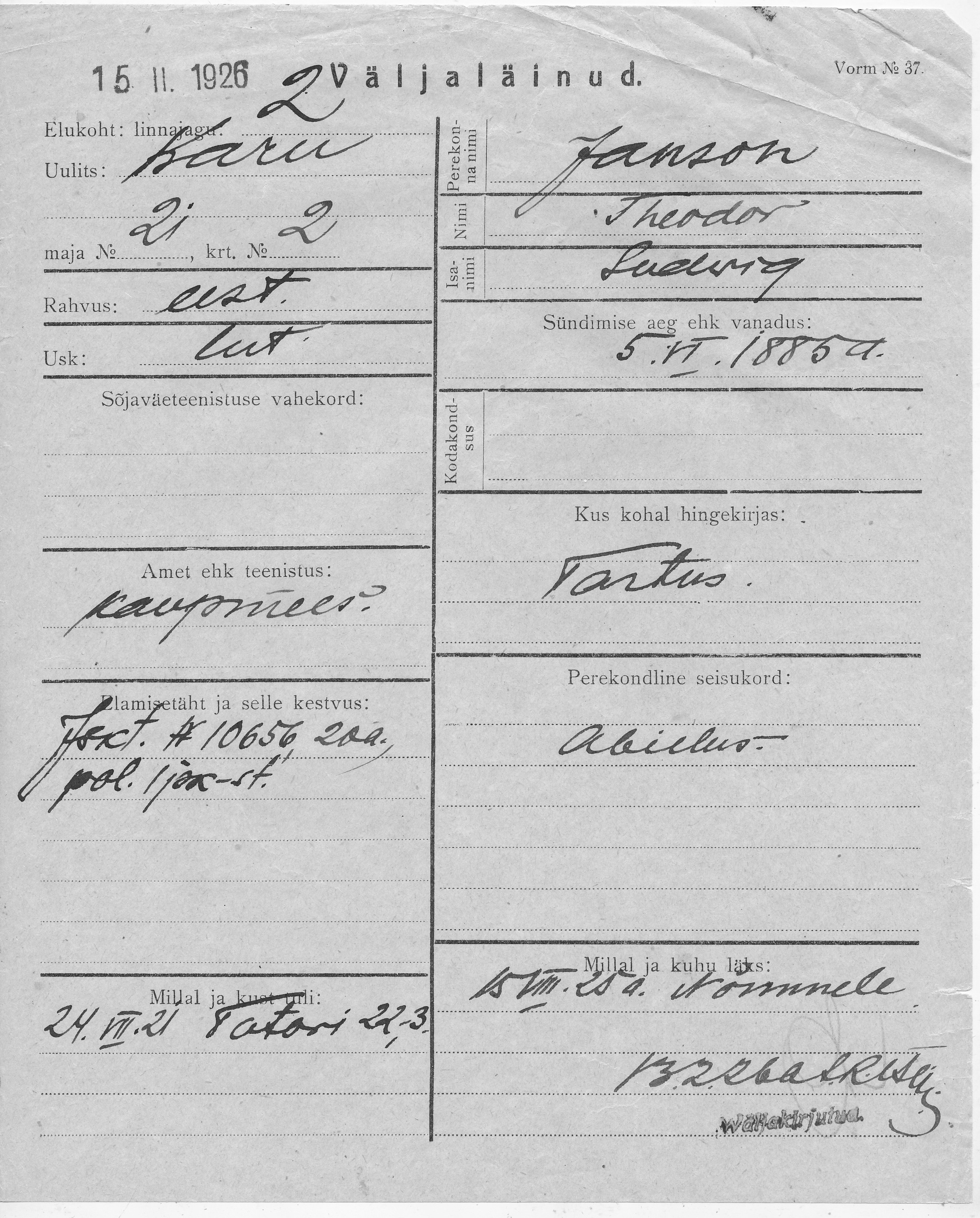 Janson, Theodor, Ludwig