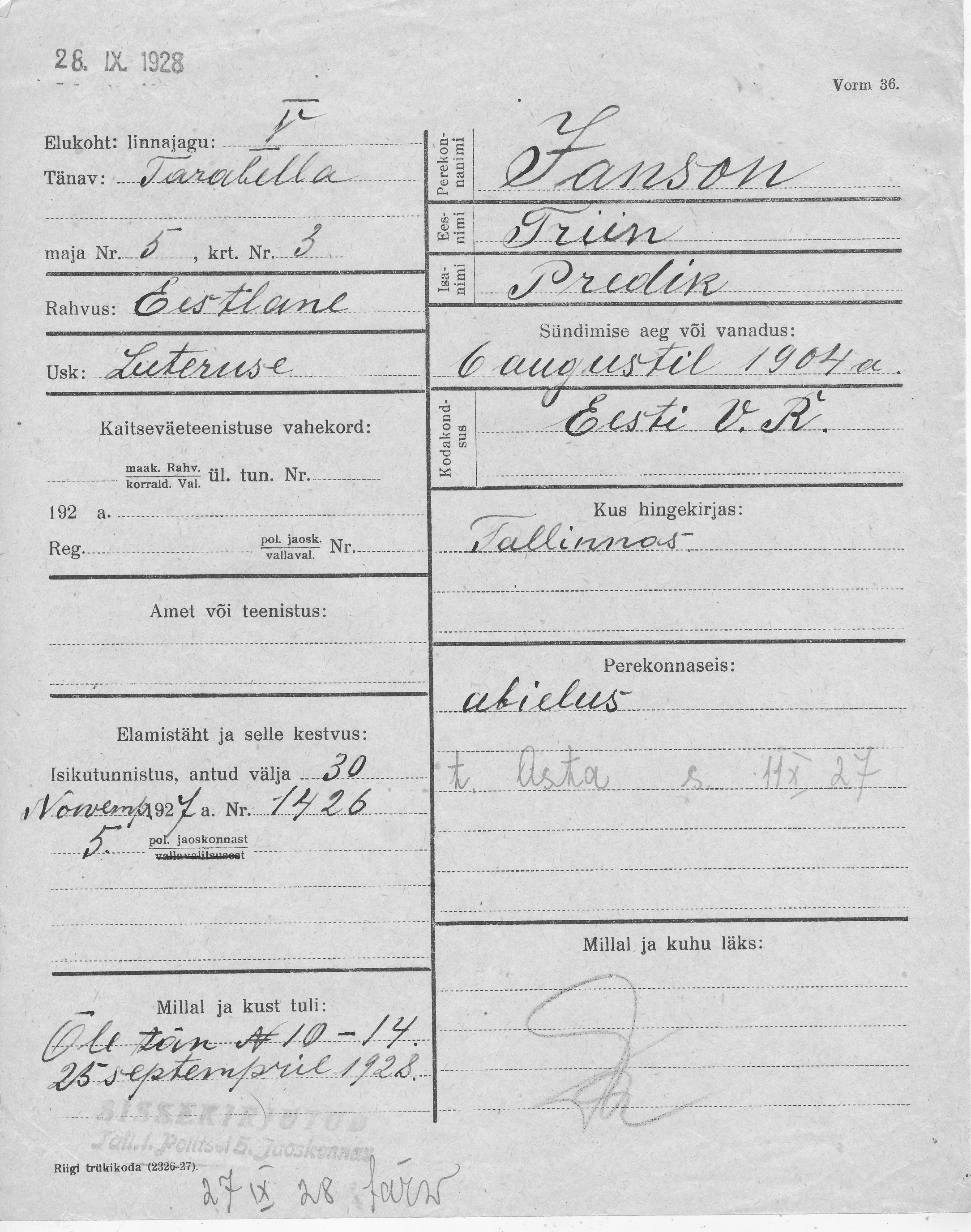 Janson, Triin, Predik