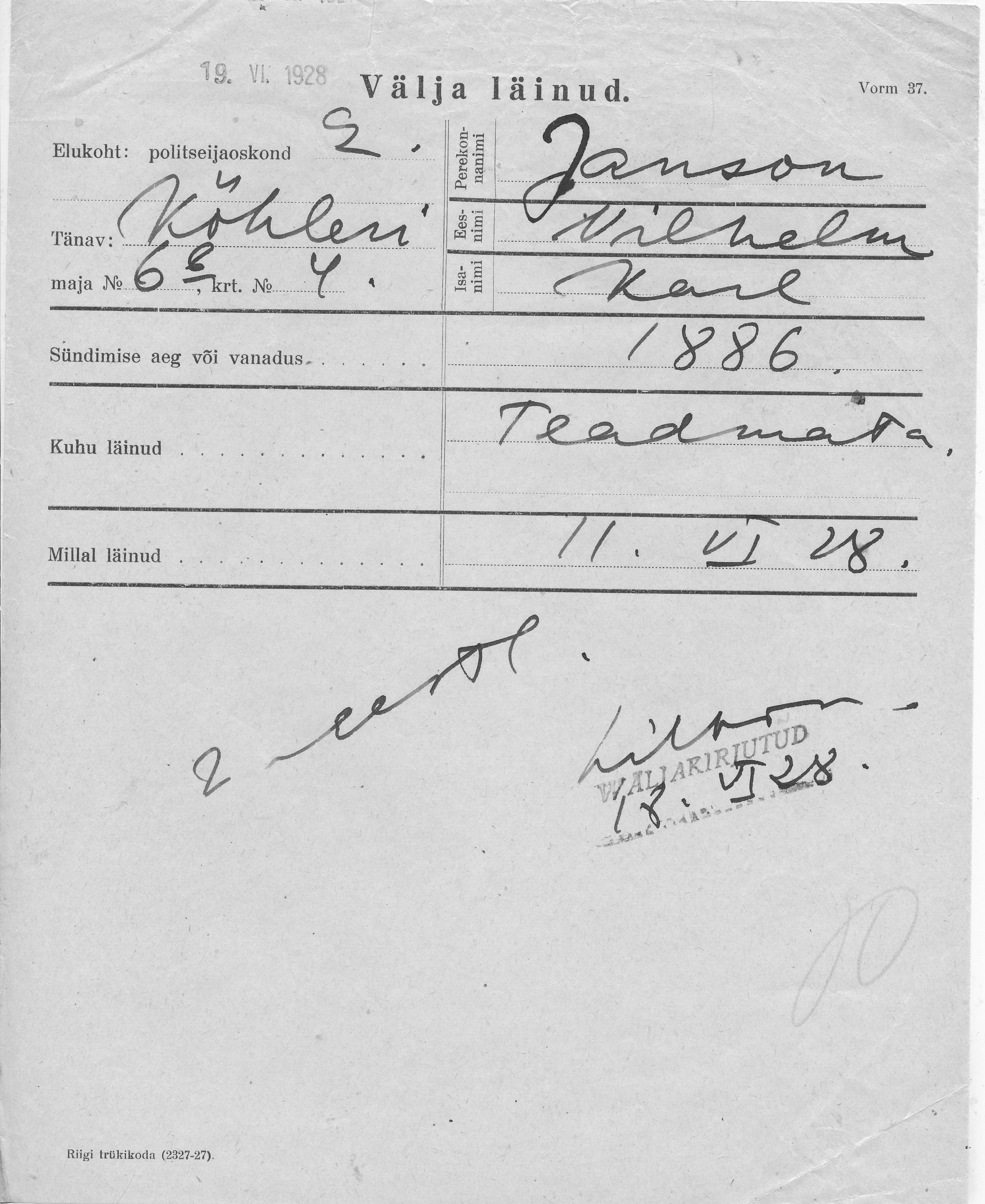 Janson, Vilhelm, Karl