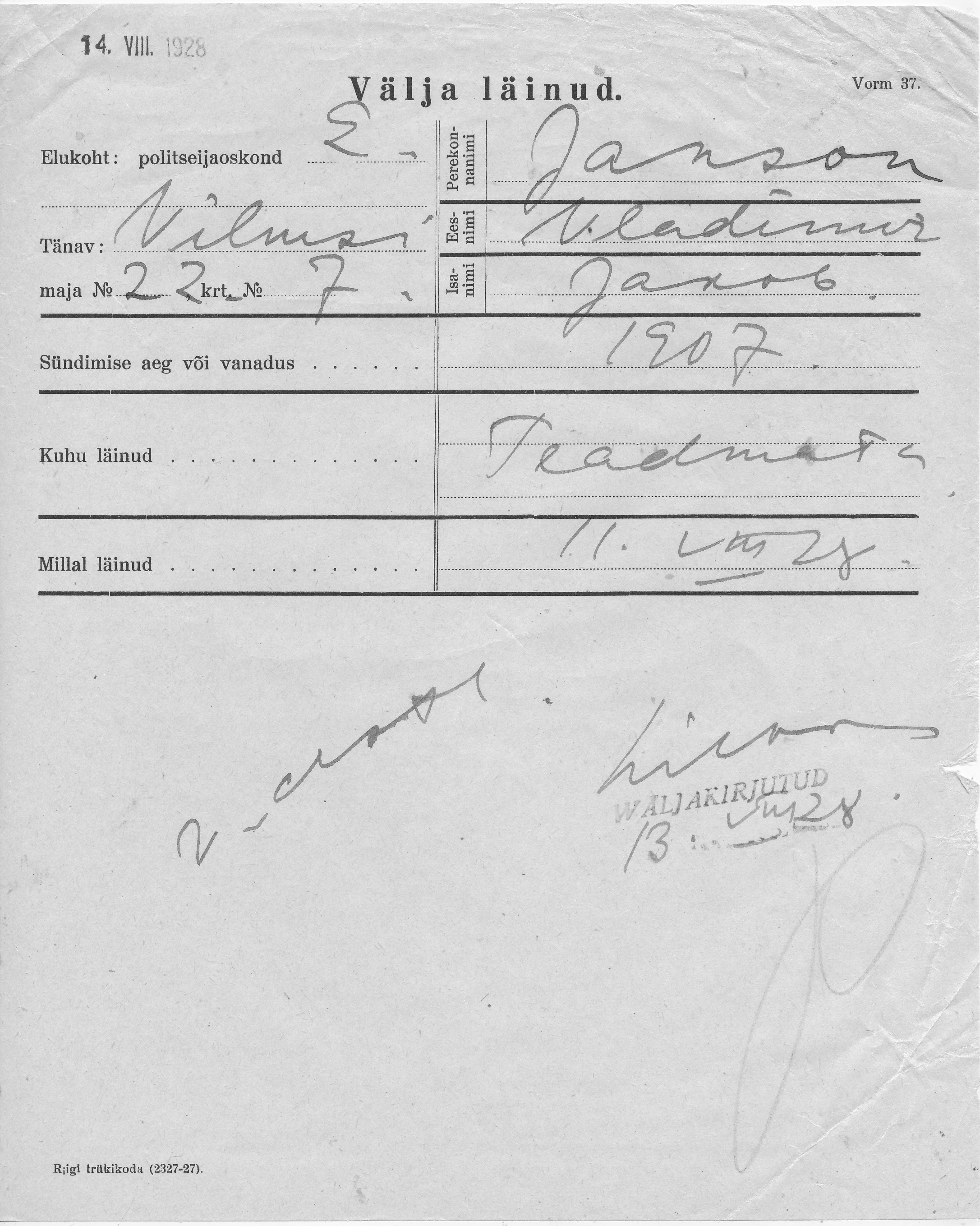 Janson, Vladimir, Jakob