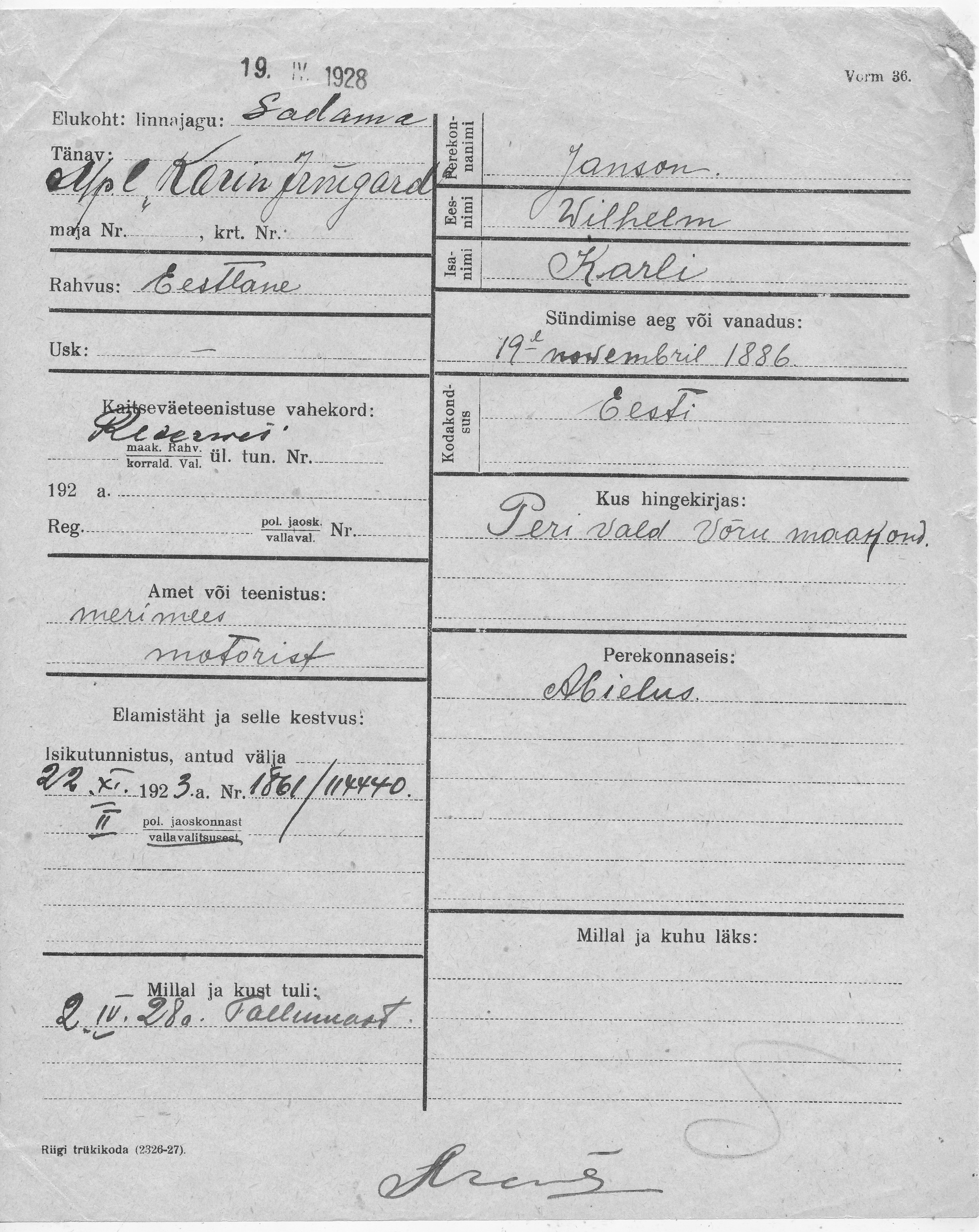 Janson, Wilhelm, Karl