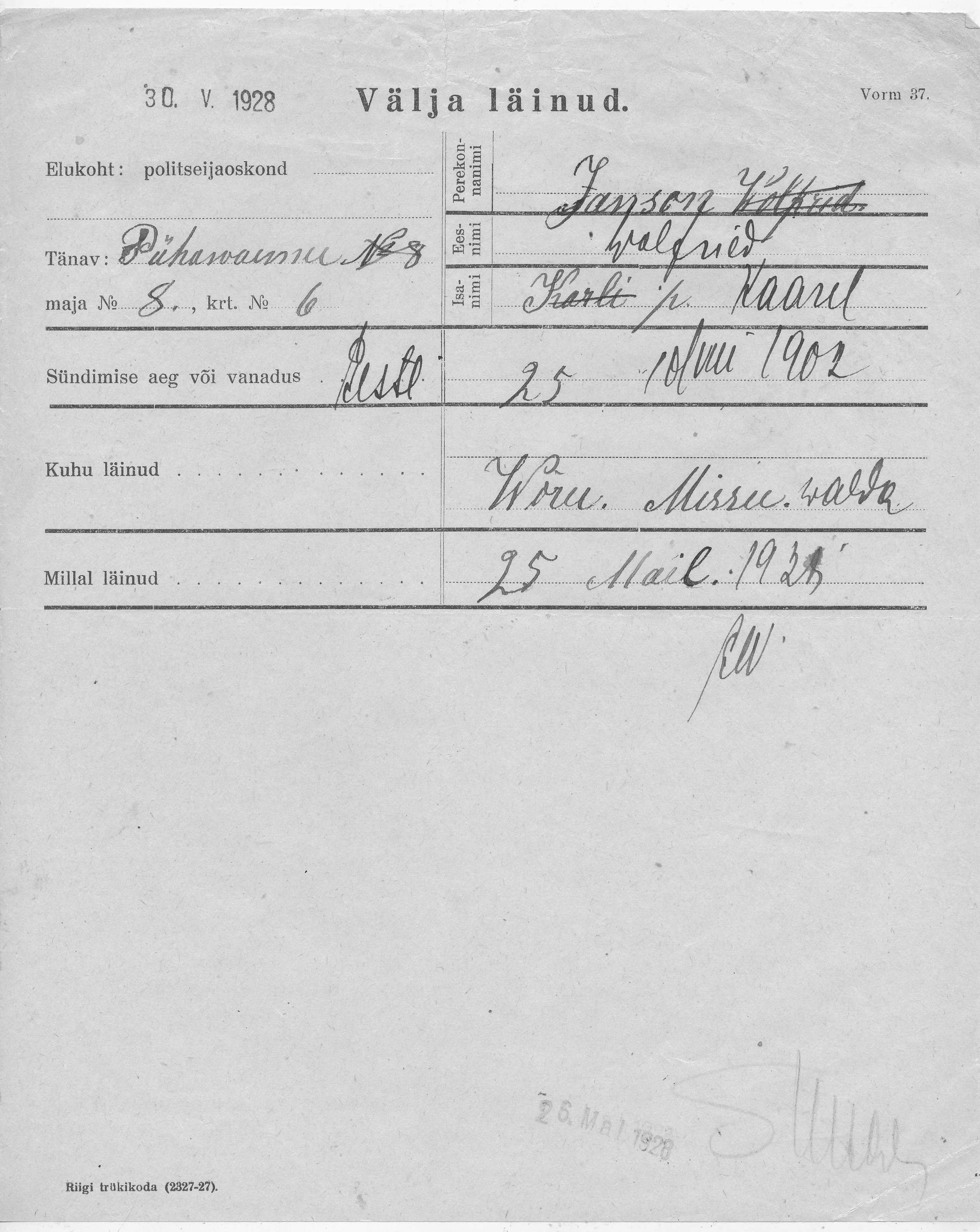 Janson, Wolfried, Kaarel