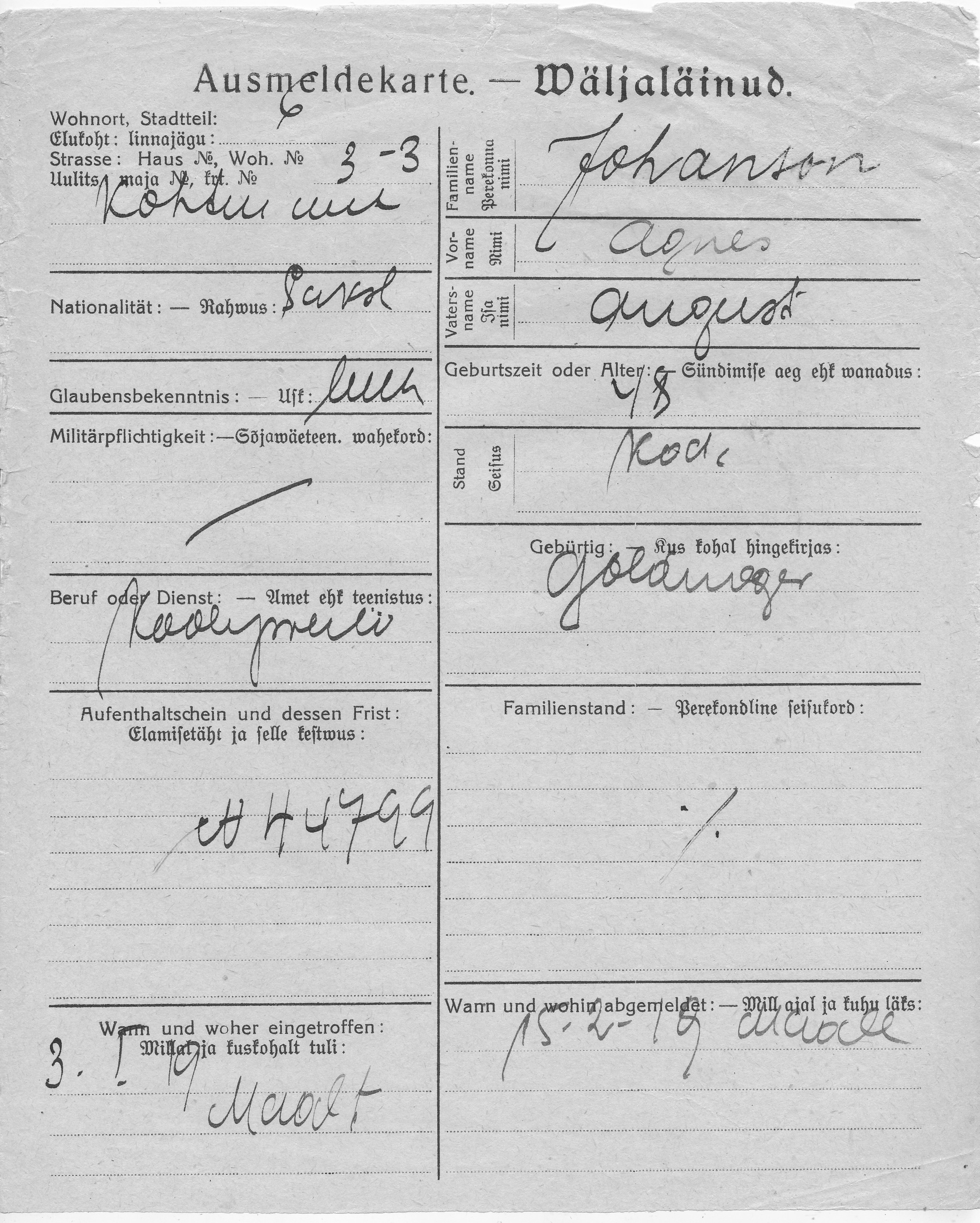 Johanson, Agnes, August