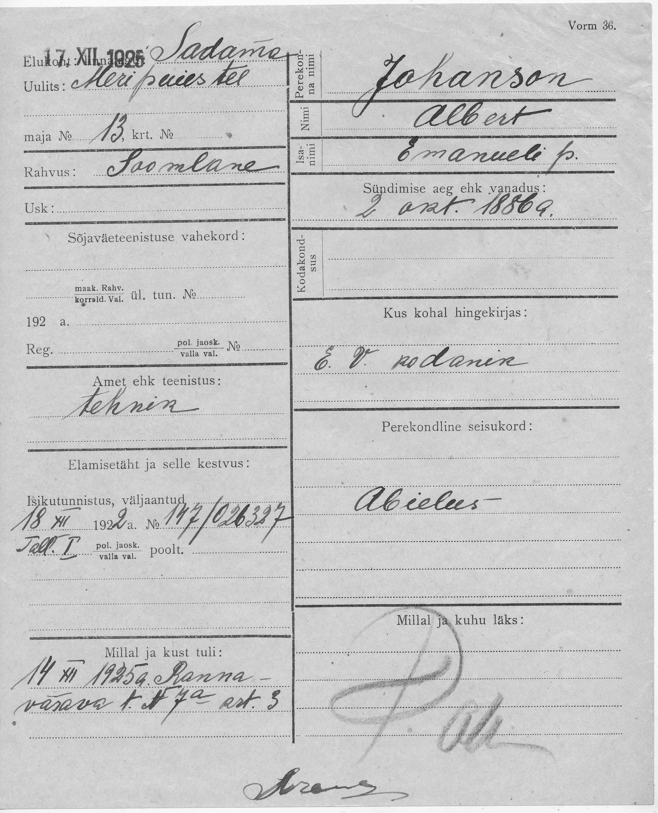 Johanson, Albert, Emanuel