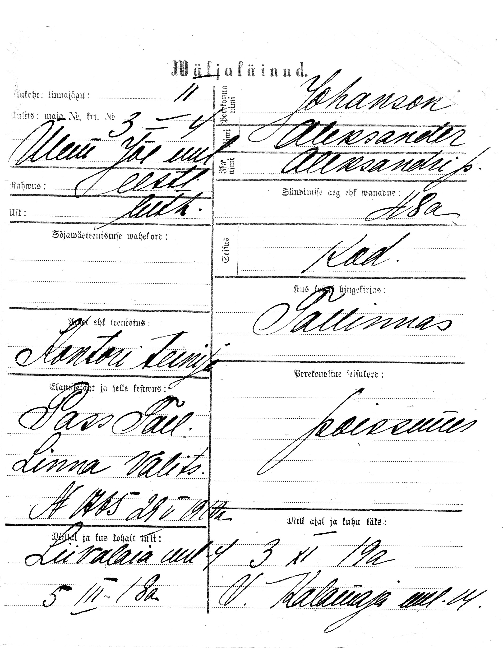 Johanson, Aleksander, Aleksander