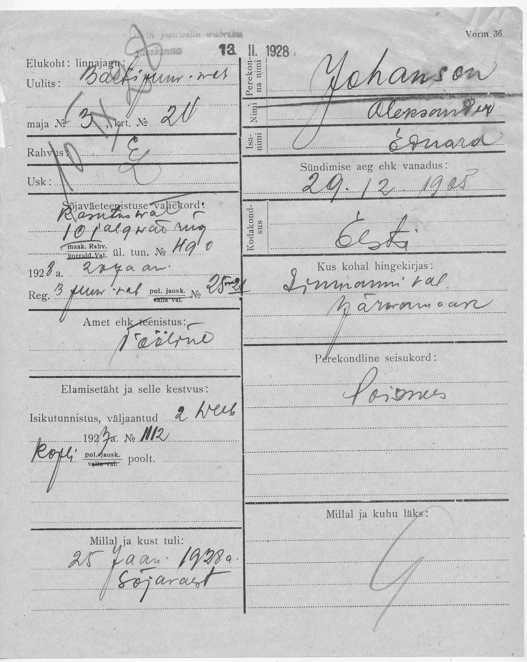 Johanson, Aleksander, Eduard