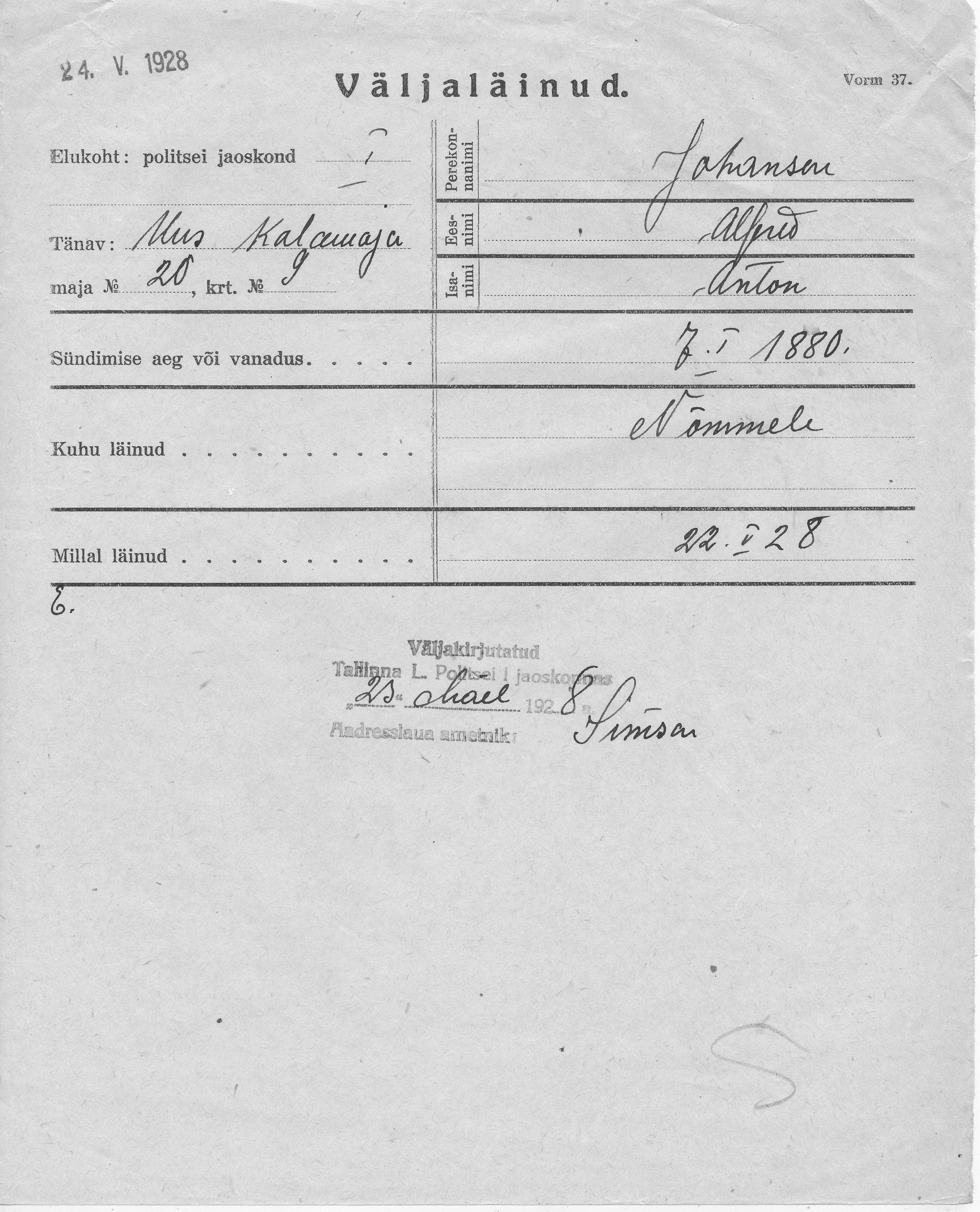 Johanson, Alfred, Anton