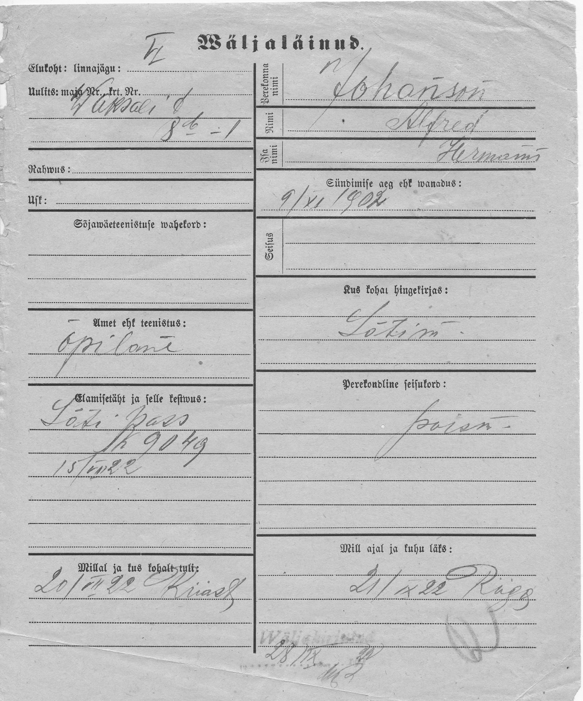 Johanson, Alfred, Hermann