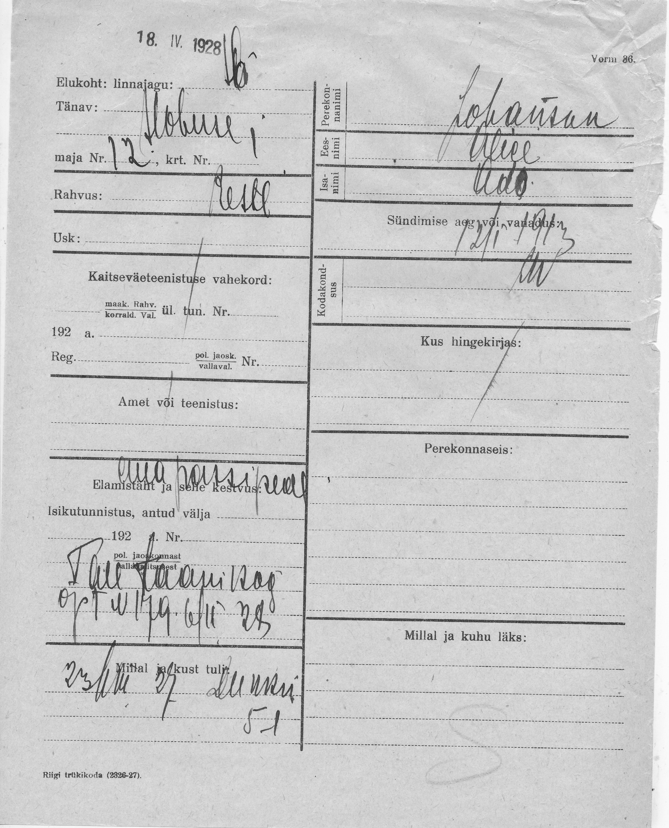 Johanson, Alice, Ado