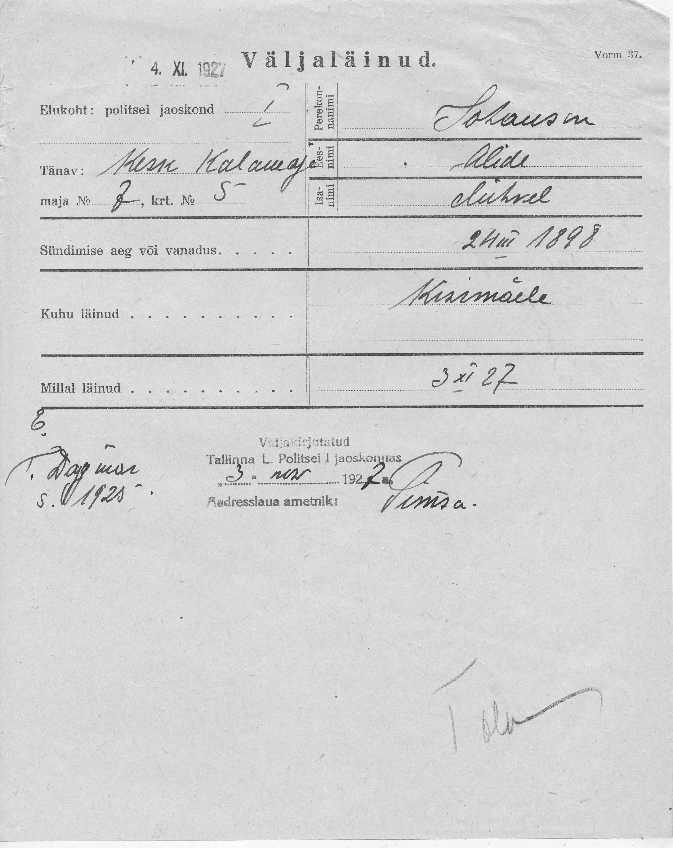 Johanson, Alide, Mihkel