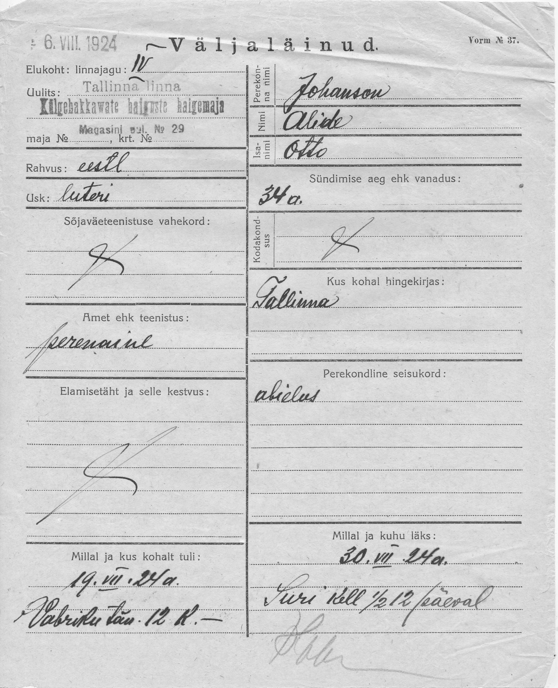 Johanson, Alide, Otto