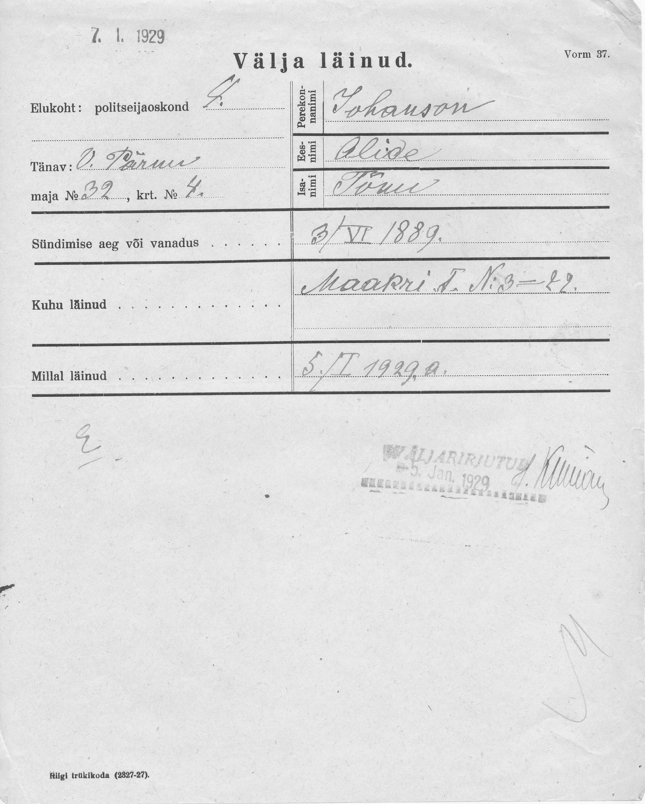 Johanson, Alide, Tõnu