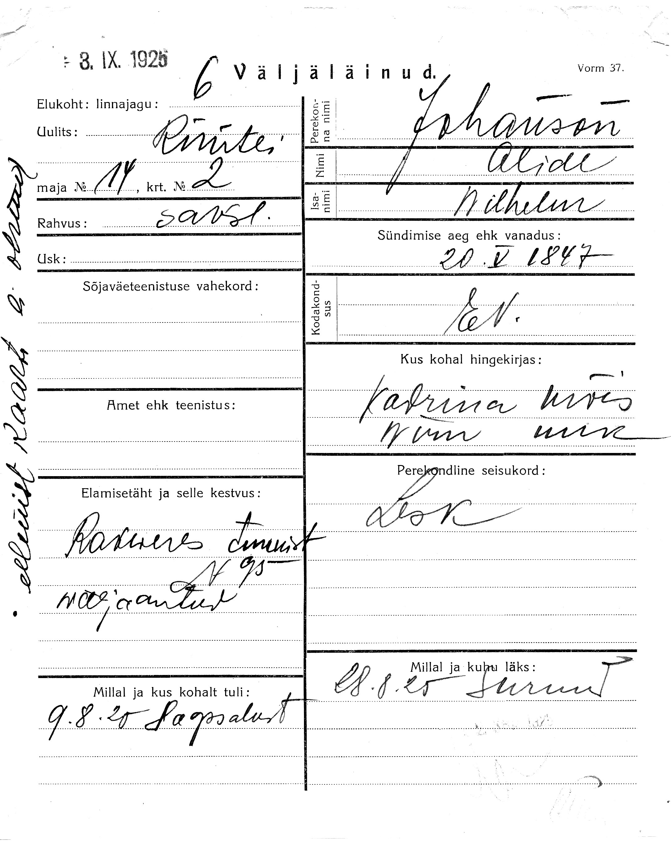 Johanson, Alide, Wilhelm