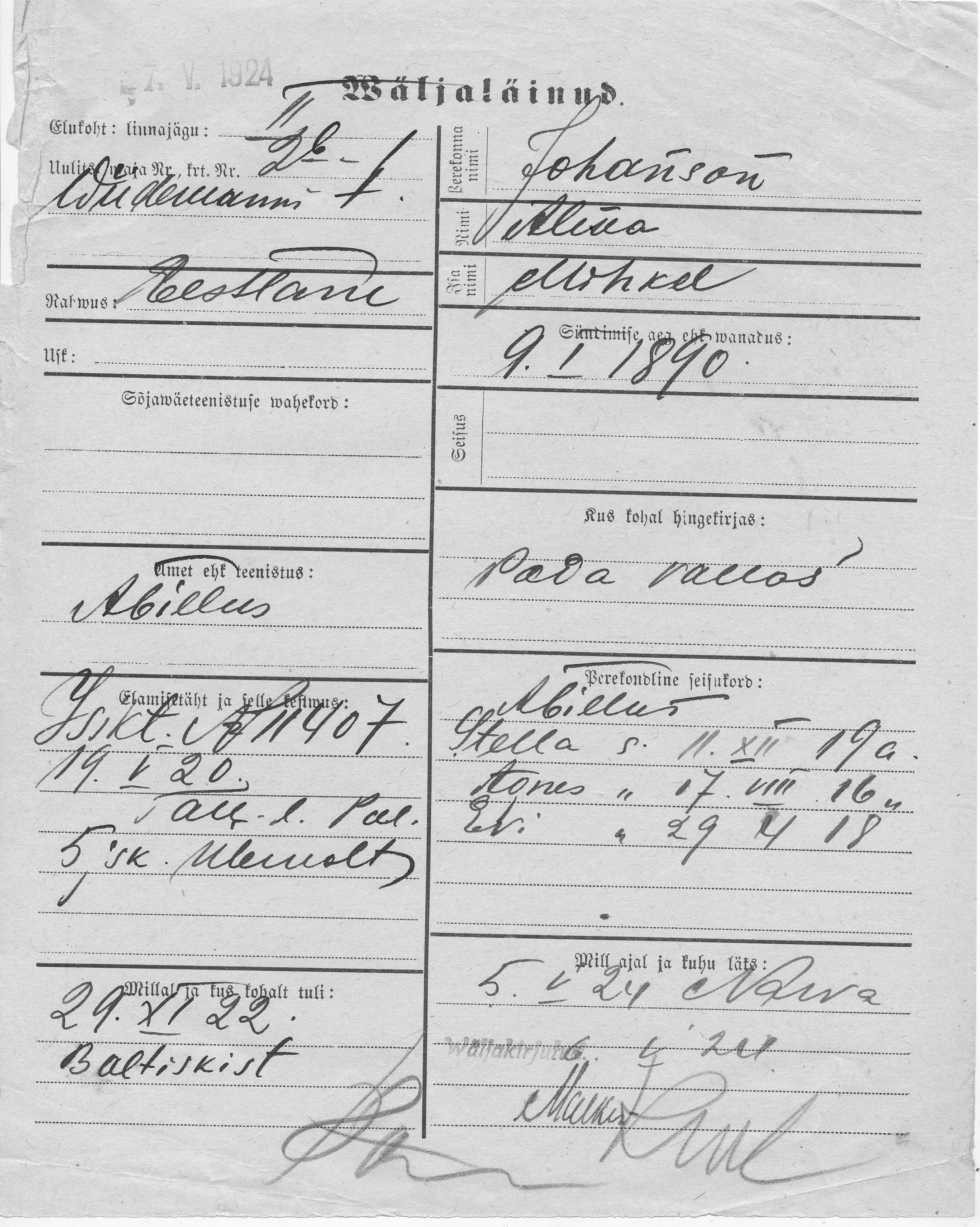 Johanson, Alma, Mihkel