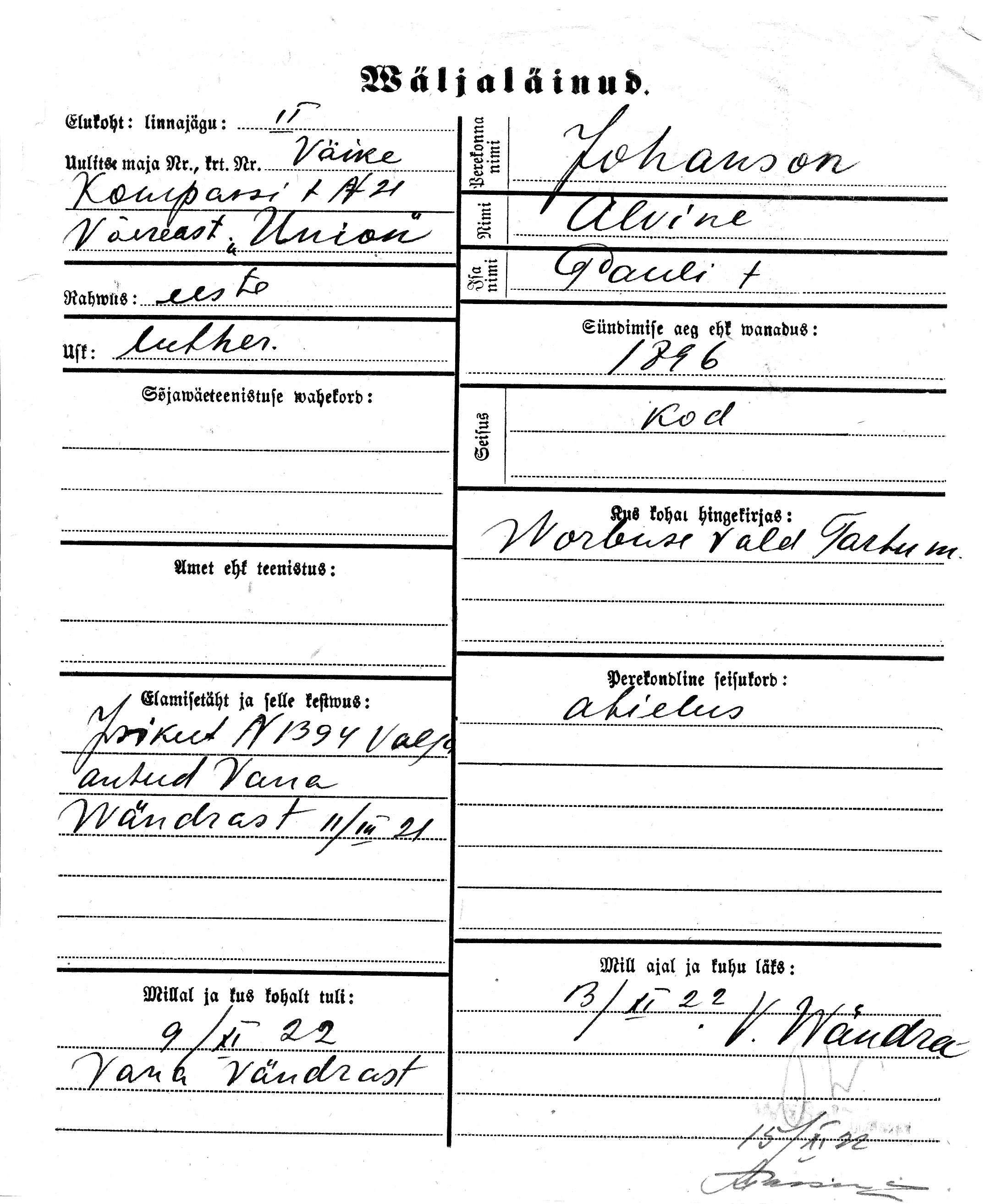 Johanson, Alvine, Paul