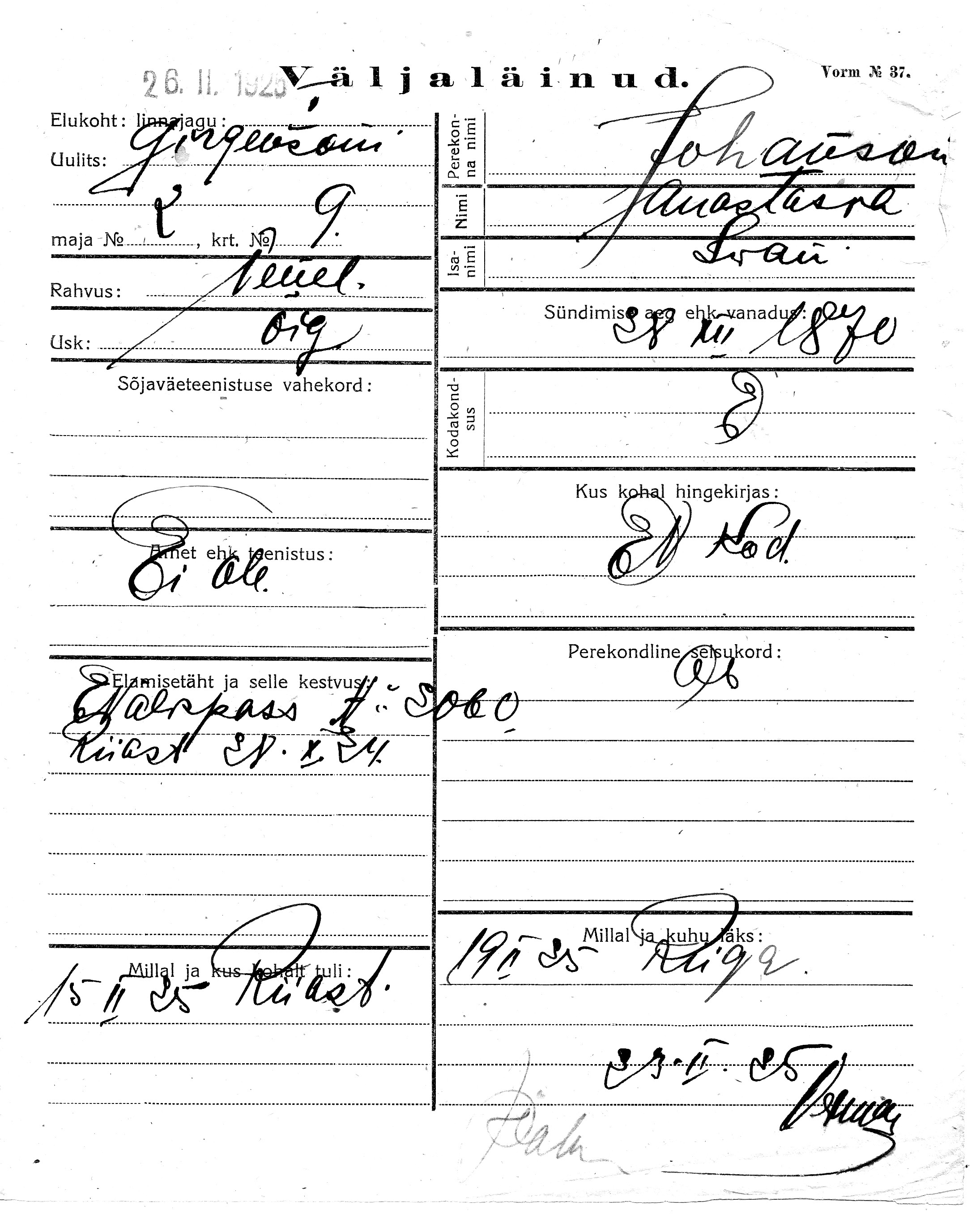 Johanson, Anastasia, Iwan