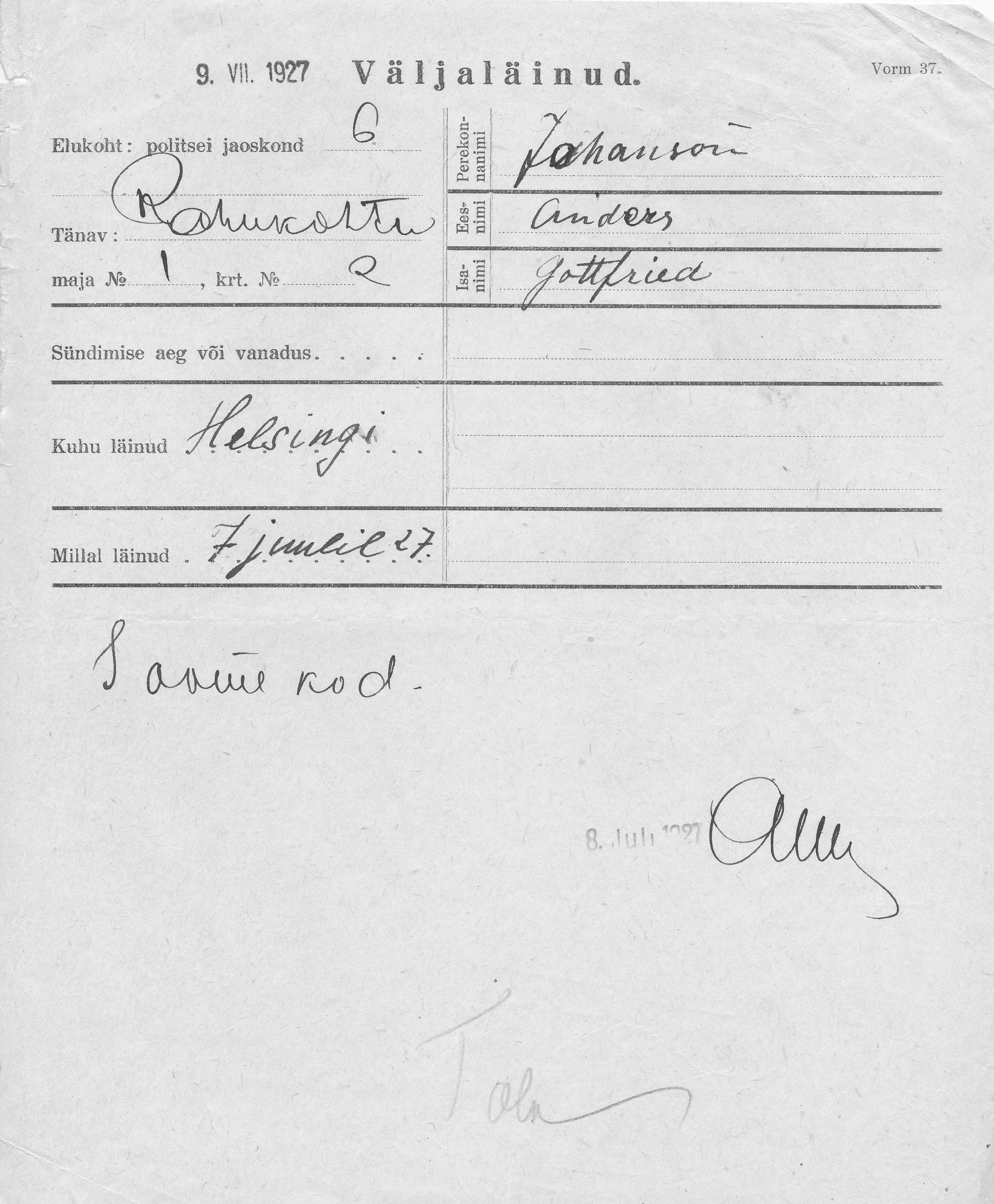 Johanson, Anders, Gottfried