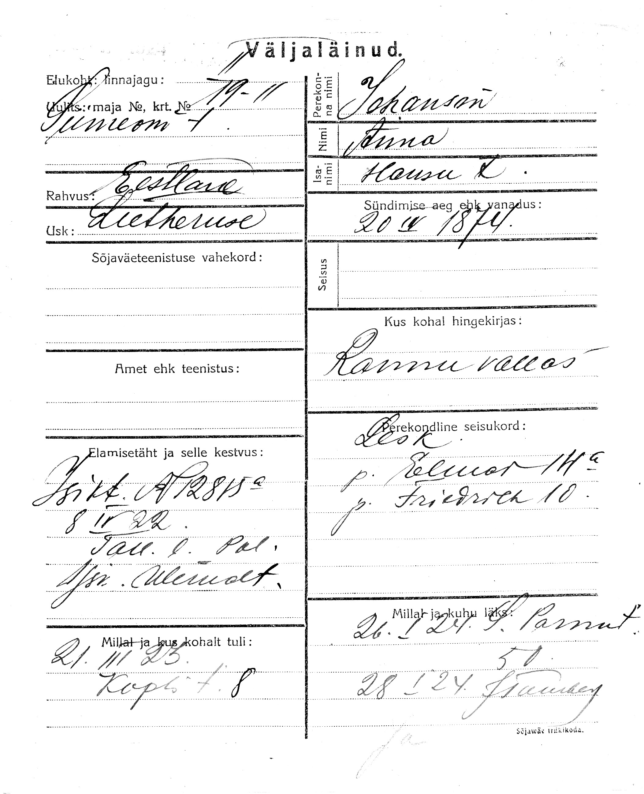 Johanson, Anna, Hans