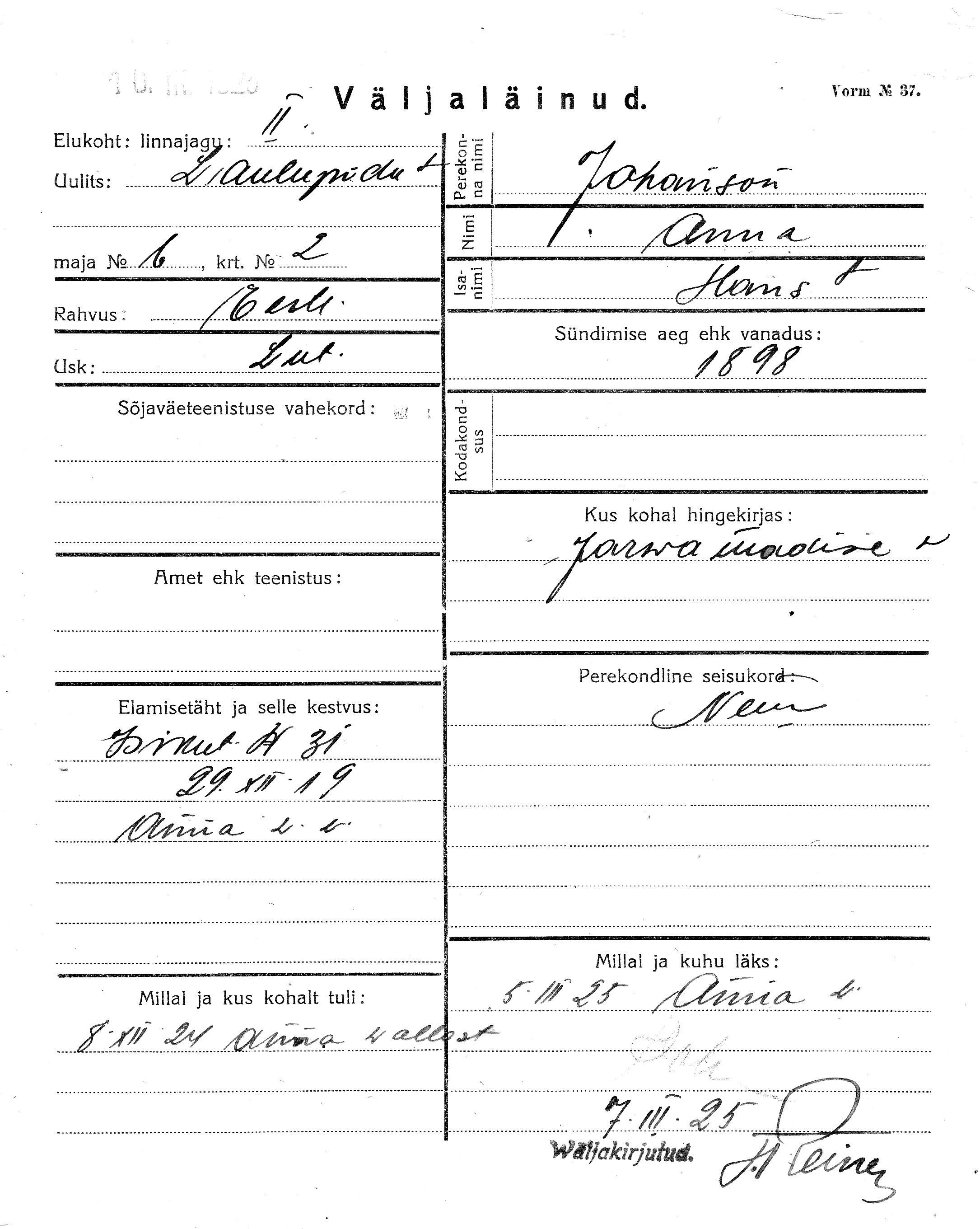 Johanson, Anna, Hans