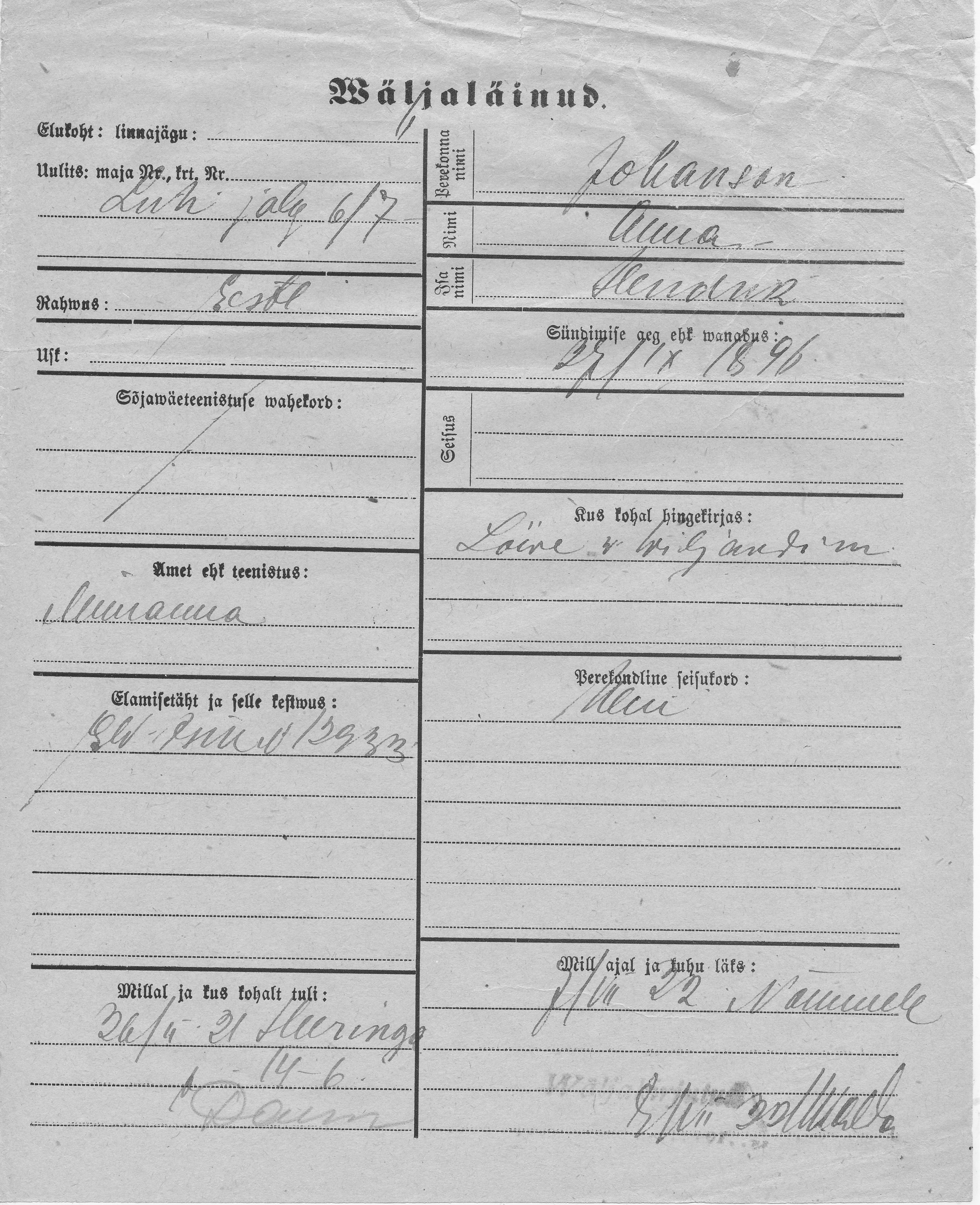 Johanson, Anna, Hendrik