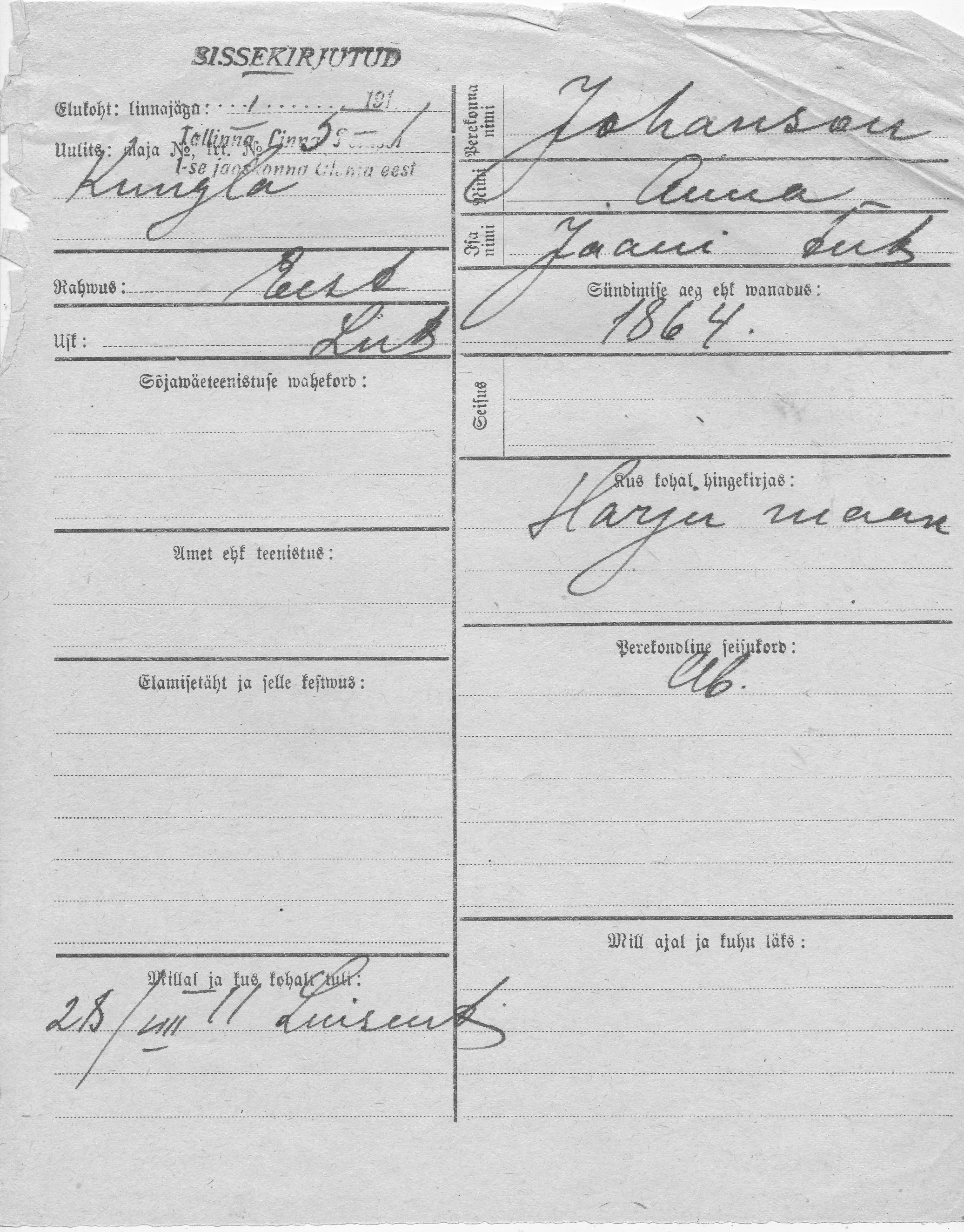 Johanson, Anna, Jaan