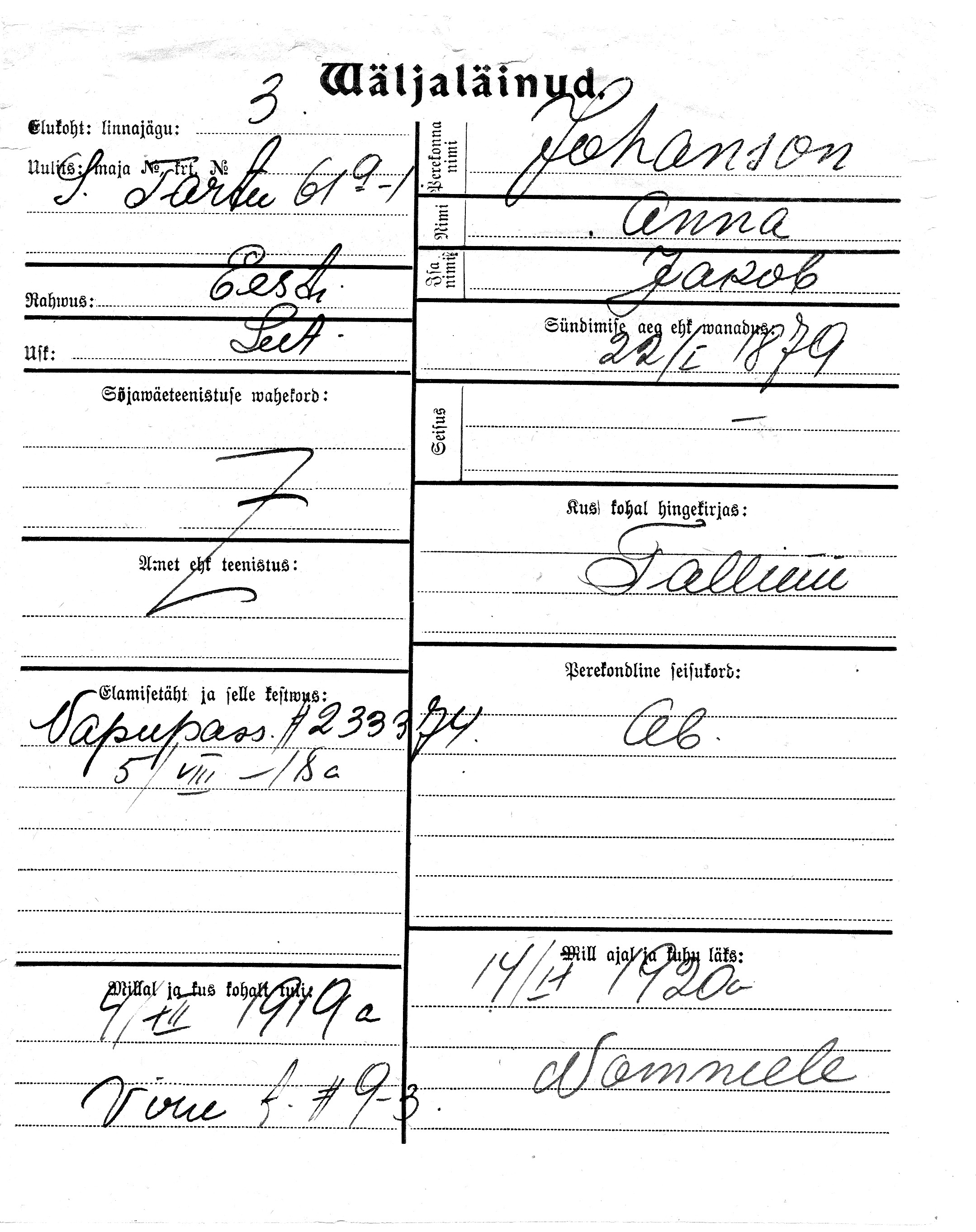 Johanson, Anna, Jakob