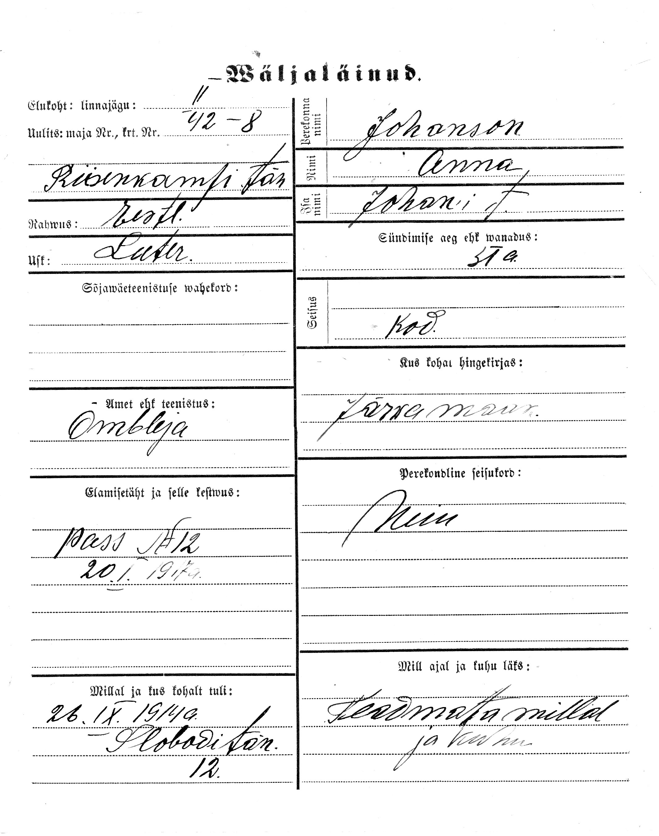 Johanson, Anna, Johan