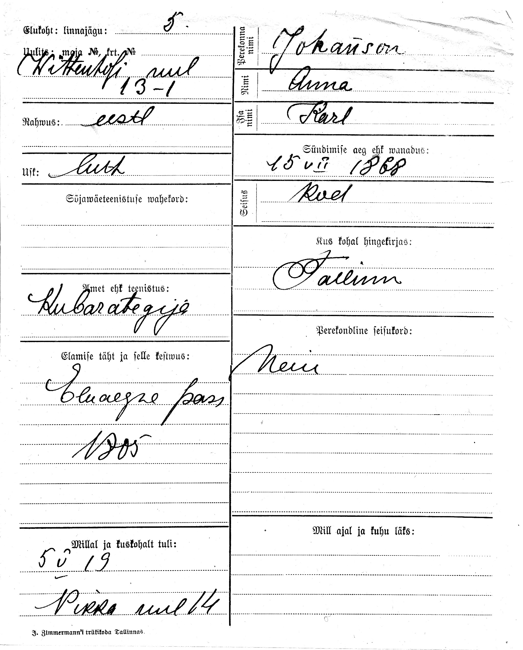 Johanson, Anna, Karl