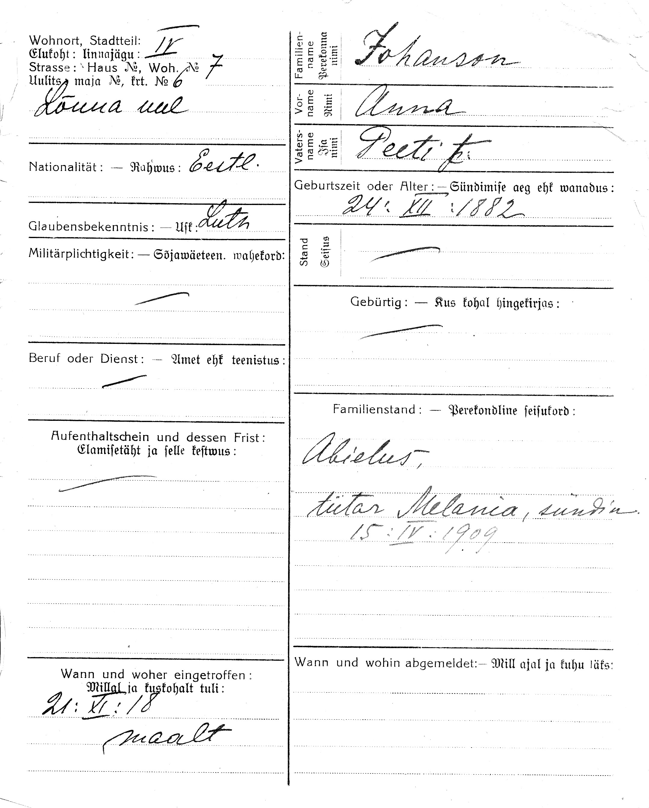 Johanson, Anna, Peet