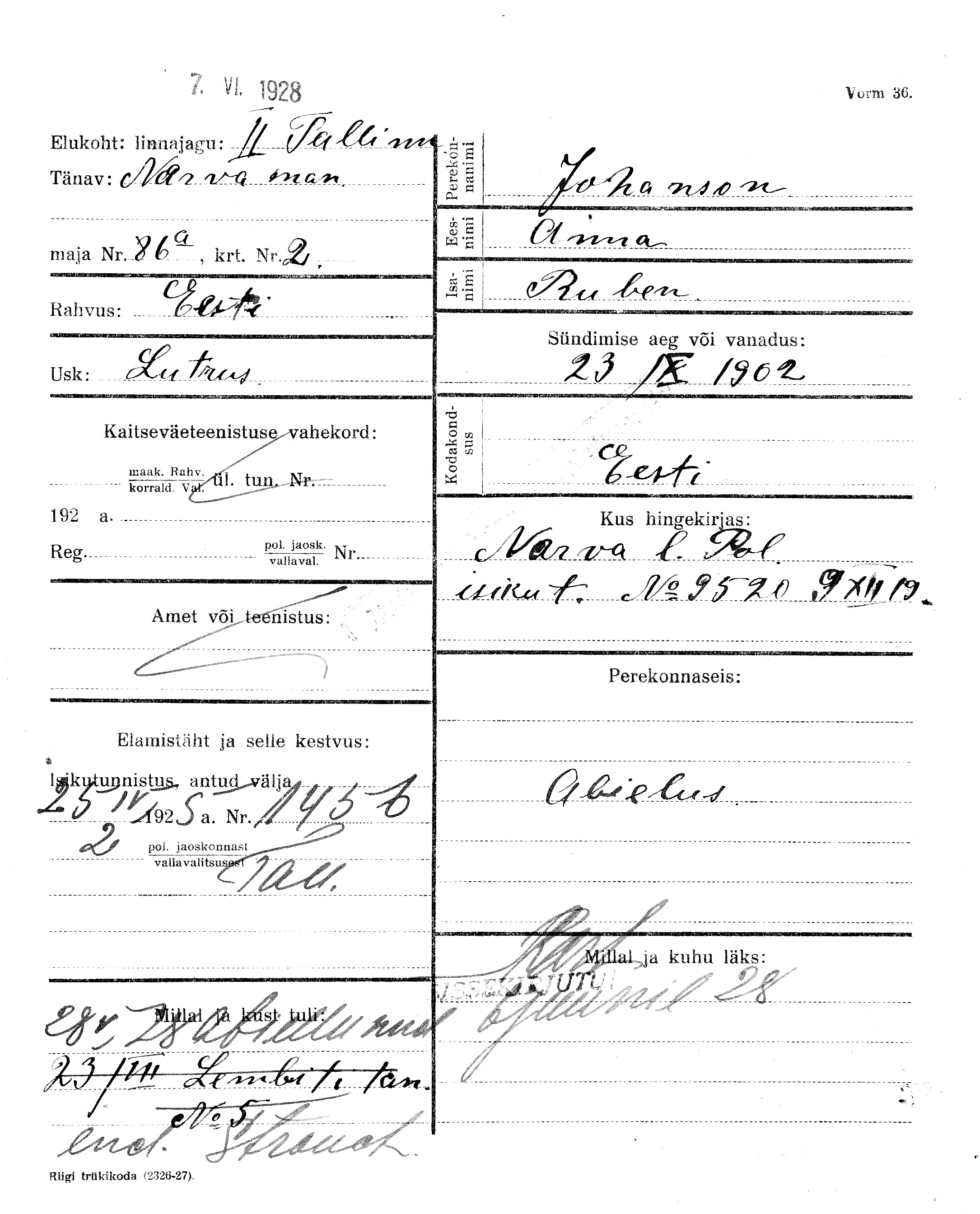 Johanson, Anna, Ruben