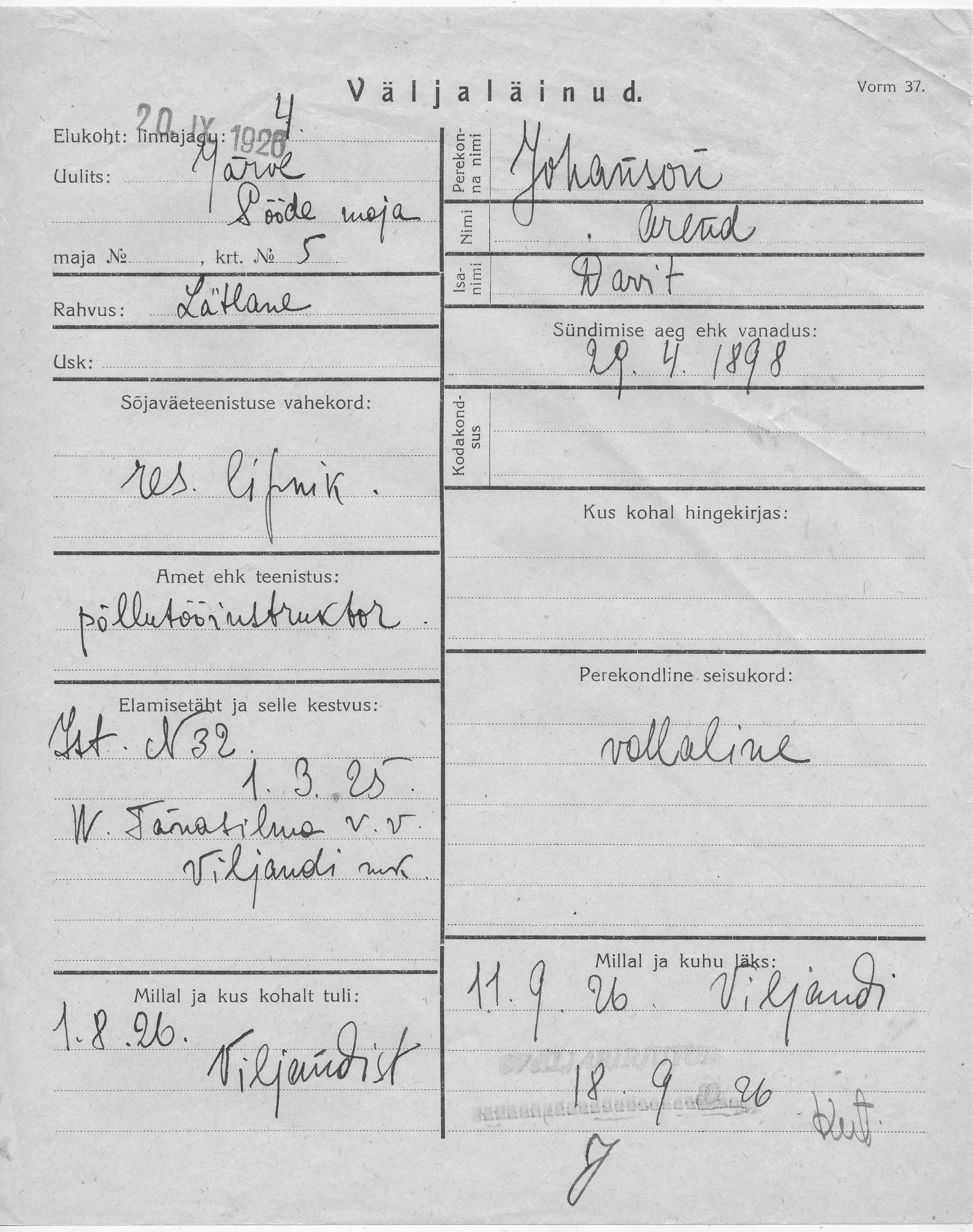 Johanson, Arend, Davit