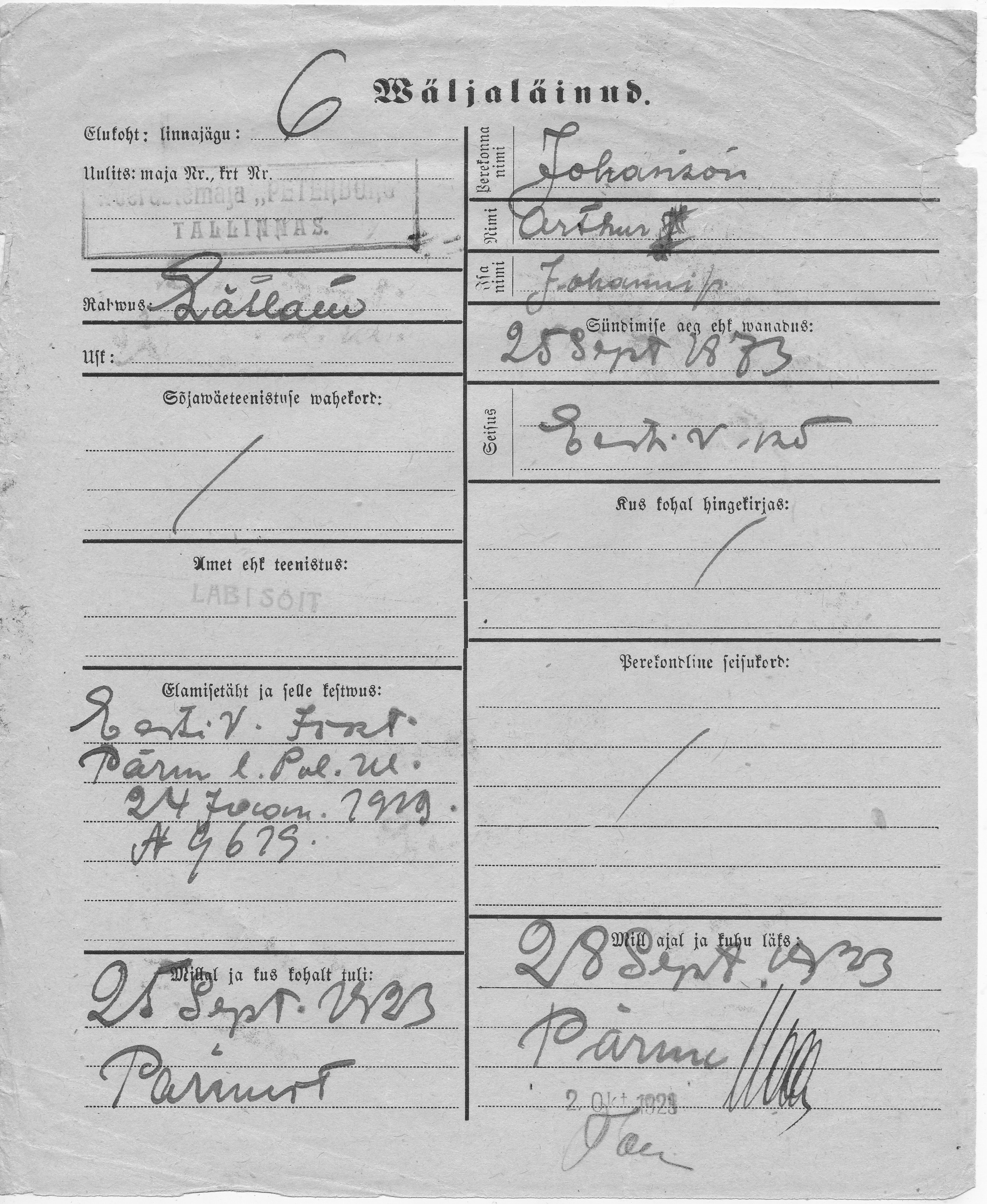 Johanson, Arthur, Johann