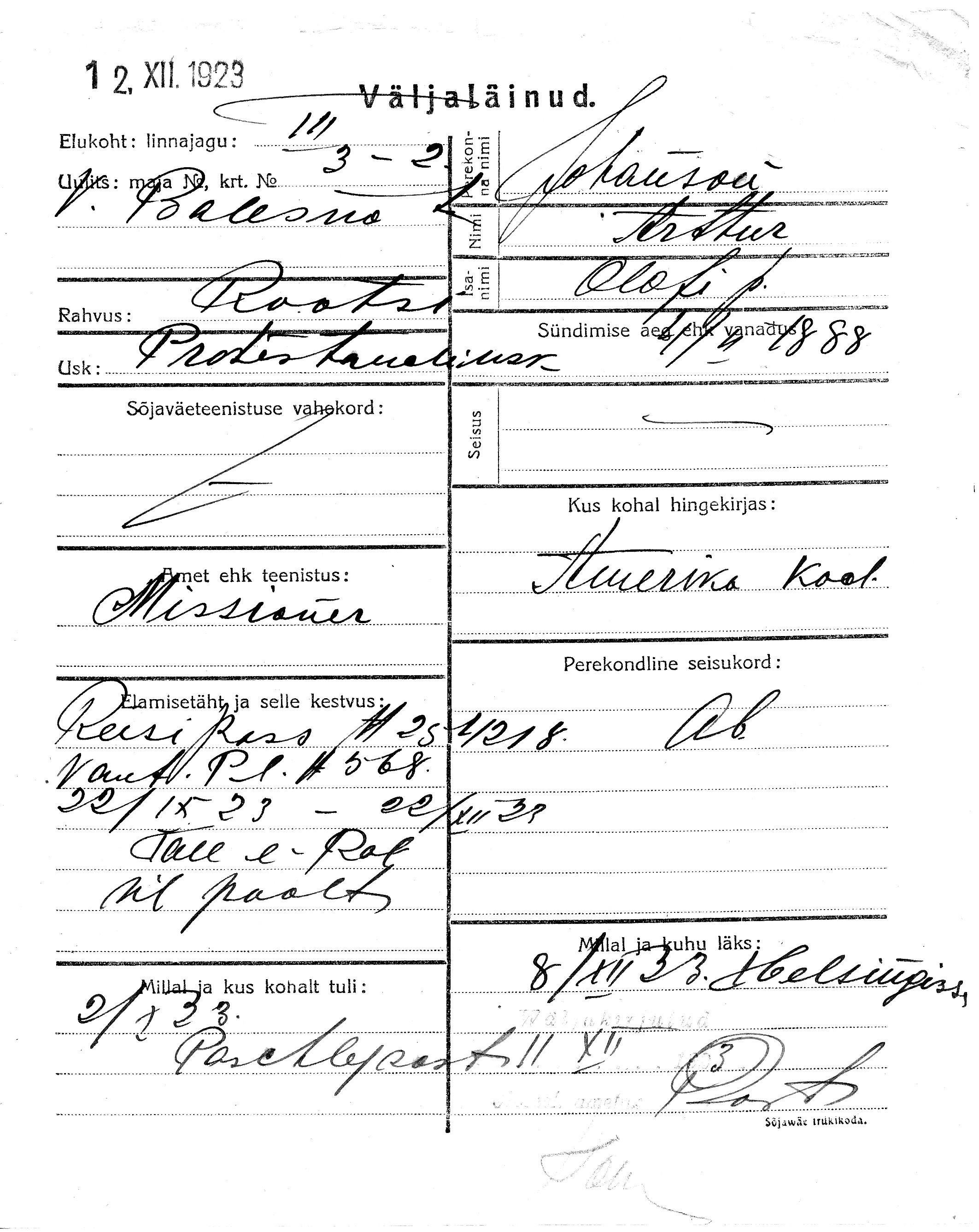 Johanson, Arthur, Olof