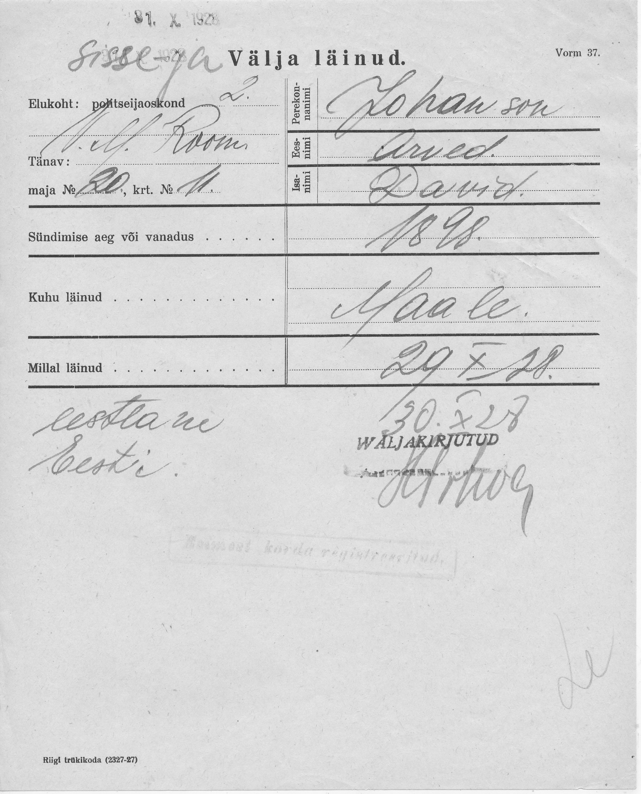 Johanson, Arved, David